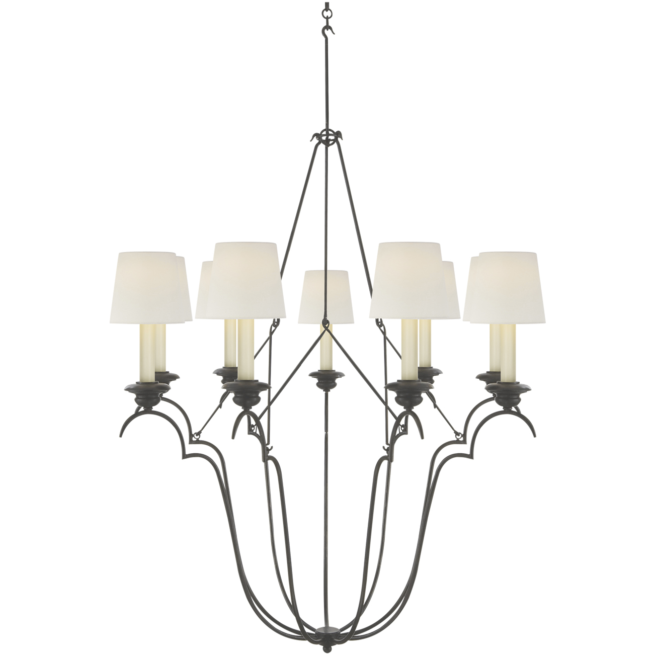 Chapman & Myers Belvedere 9 Light 32.5 inch Aged Iron Chandelier Ceiling Light in Linen