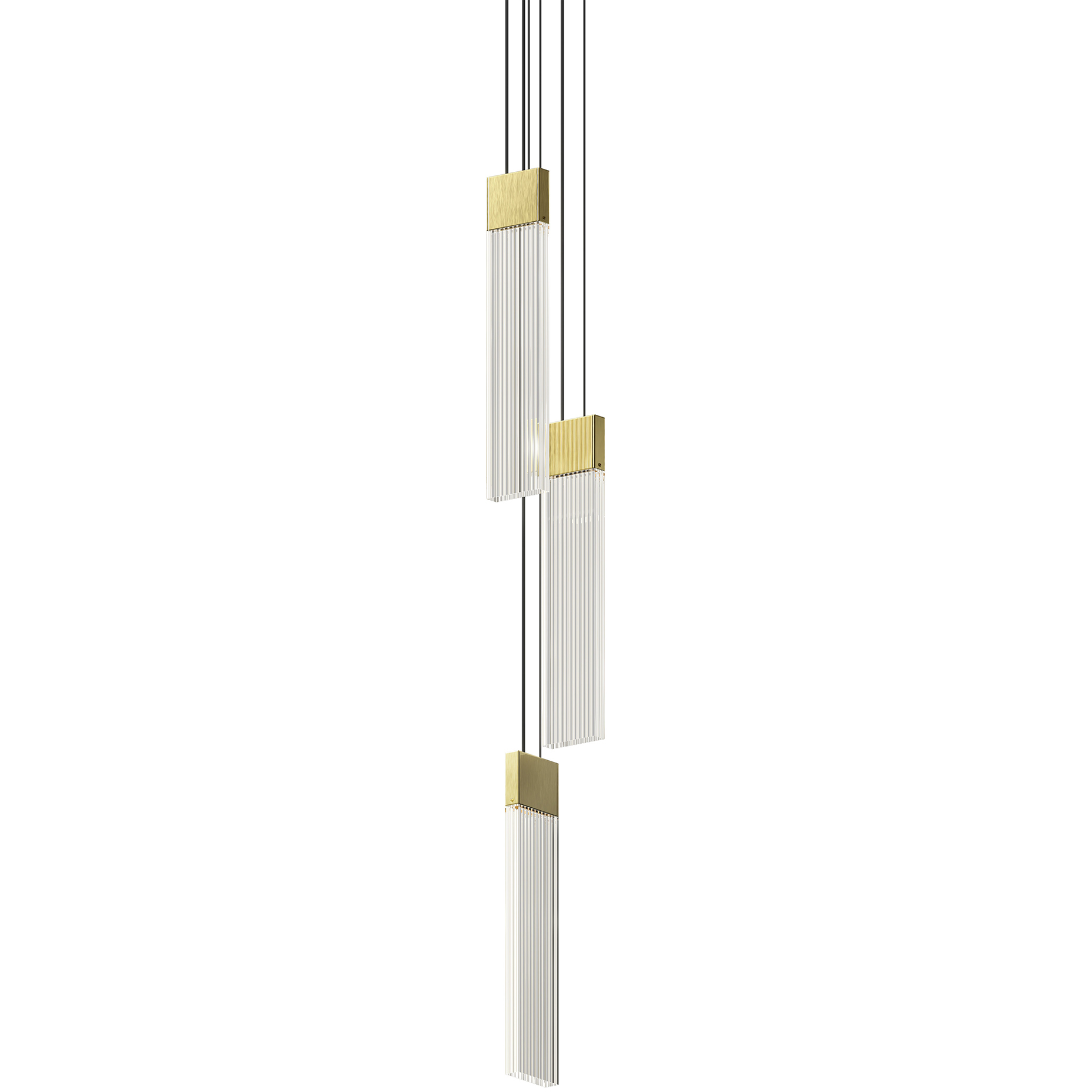 V Panels 3 Light 3.25 inch Brass Pendant Ceiling Light
