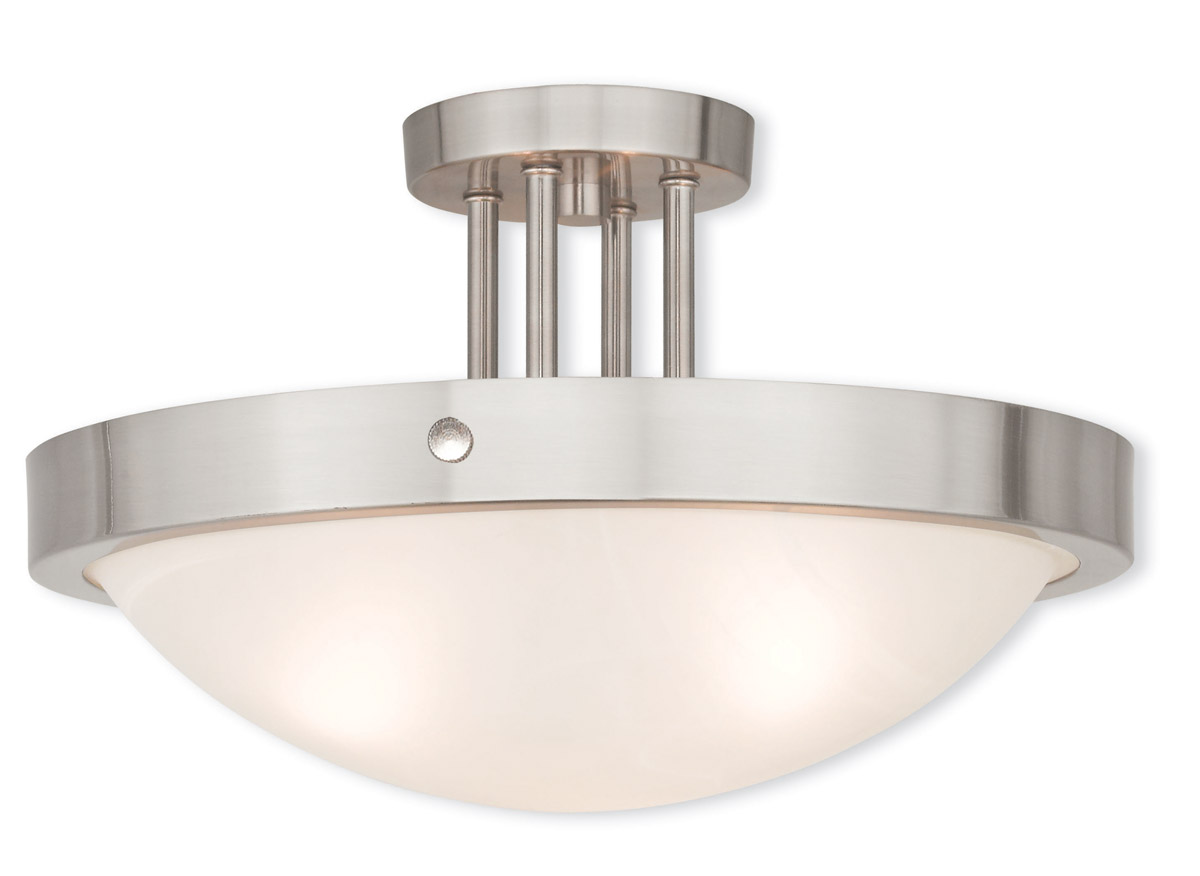 New Brighton 3 Light 16.5 inch Brushed Nickel Semi-Flush Ceiling Light