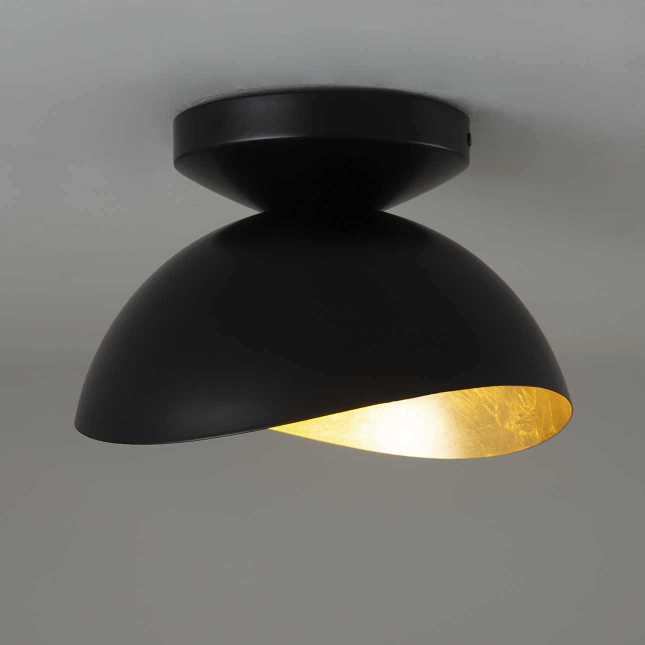 Luna Bella 1 Light 10 inch Matte Black and Weathered Brass Flush Mount Ceiling Light