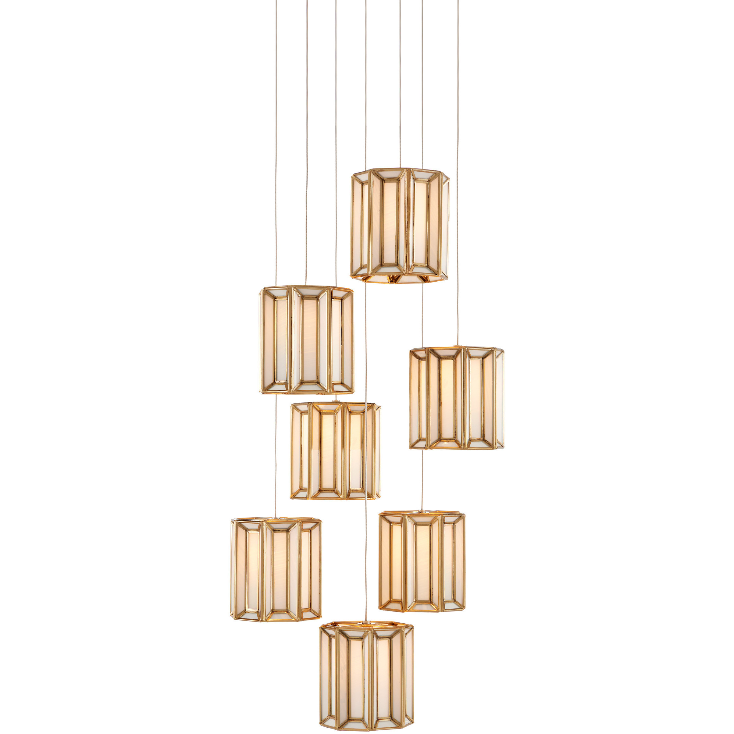 Daze 7 Light 16.5 inch Antique Brass Multi-Drop Pendant Ceiling Light