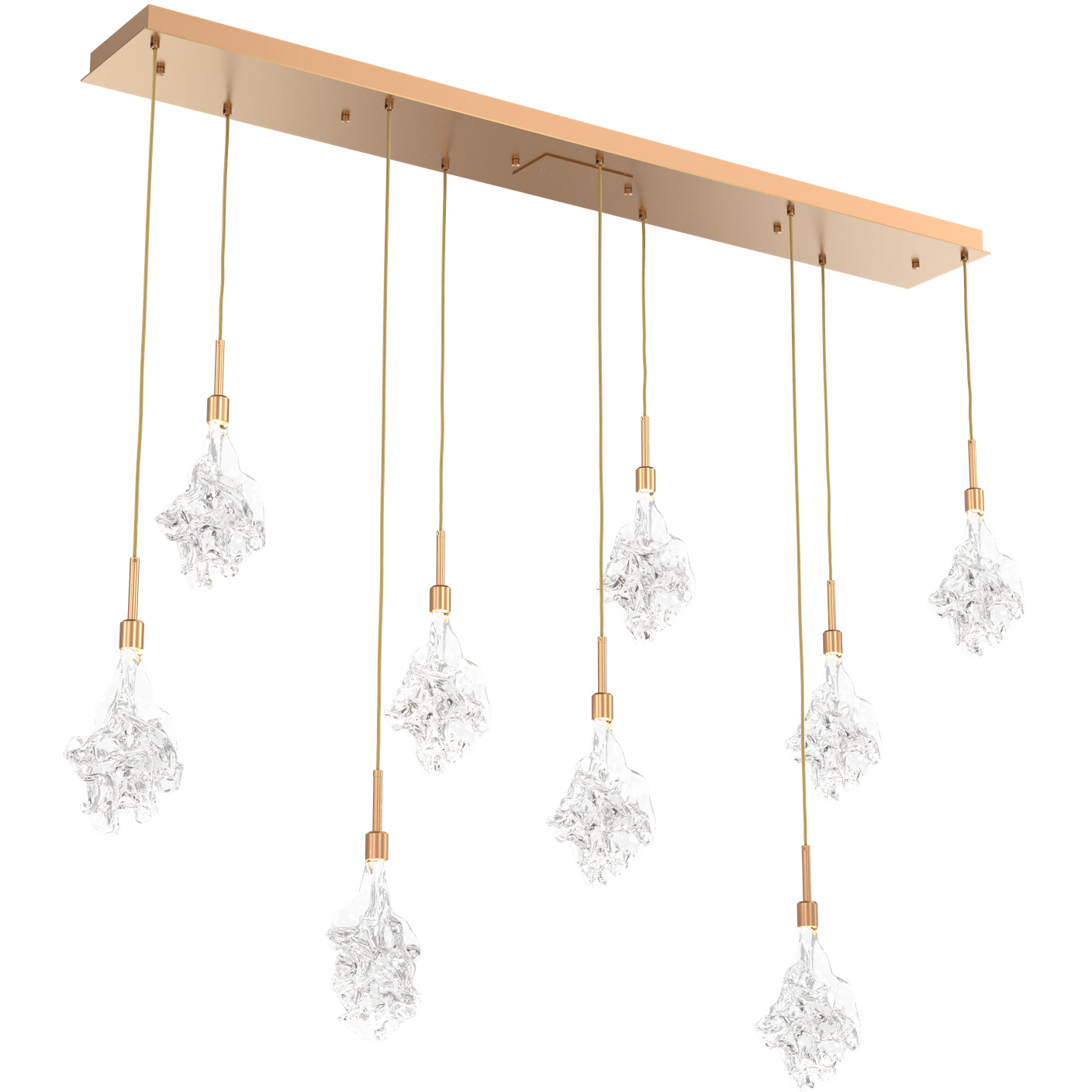 Blossom LED Novel Brass Linear Pendant Ceiling Light in 2700K LED, Multi-Port