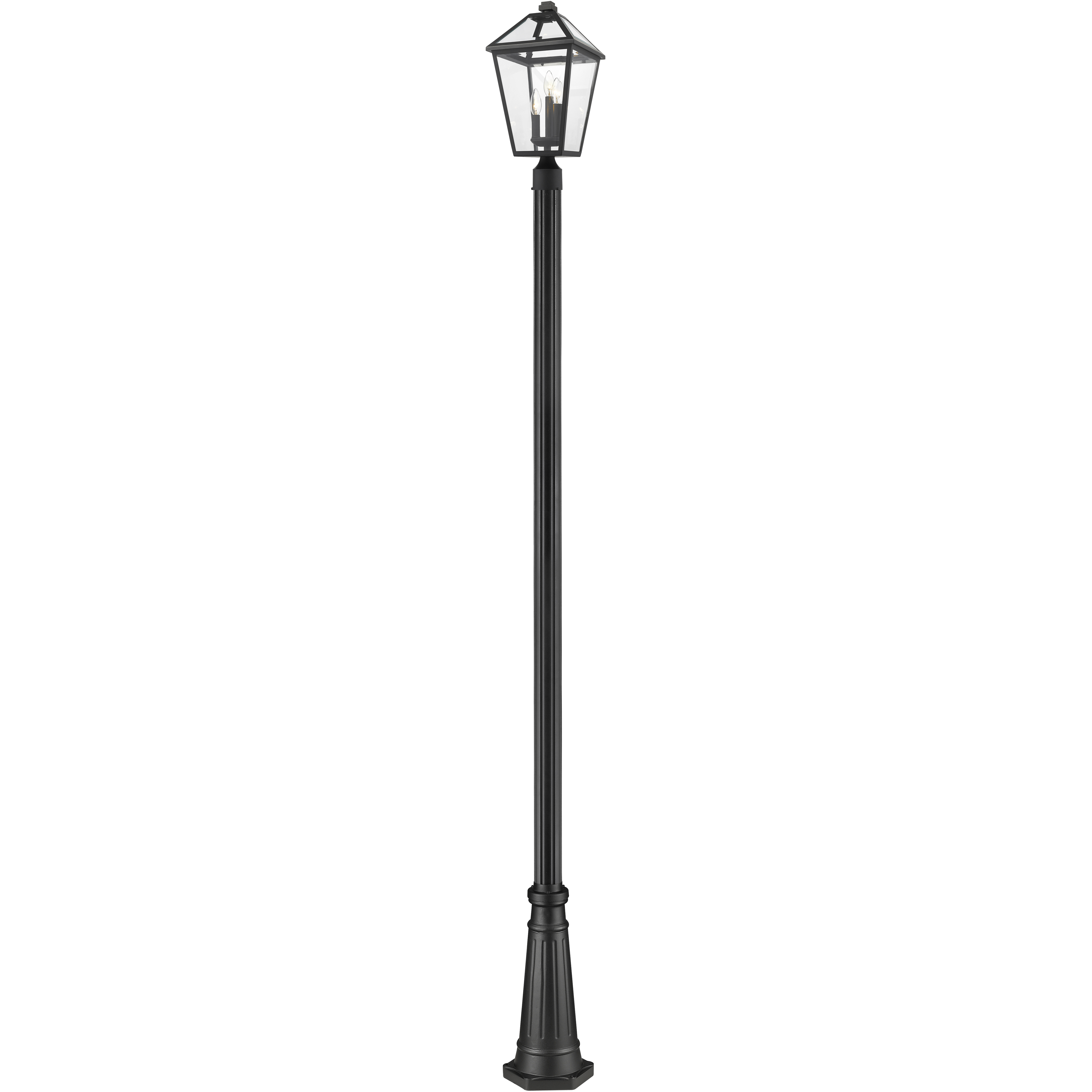 Talbot 3 Light 113.75 inch Black Outdoor Post Mounted Fixture in Clear Beveled Glass