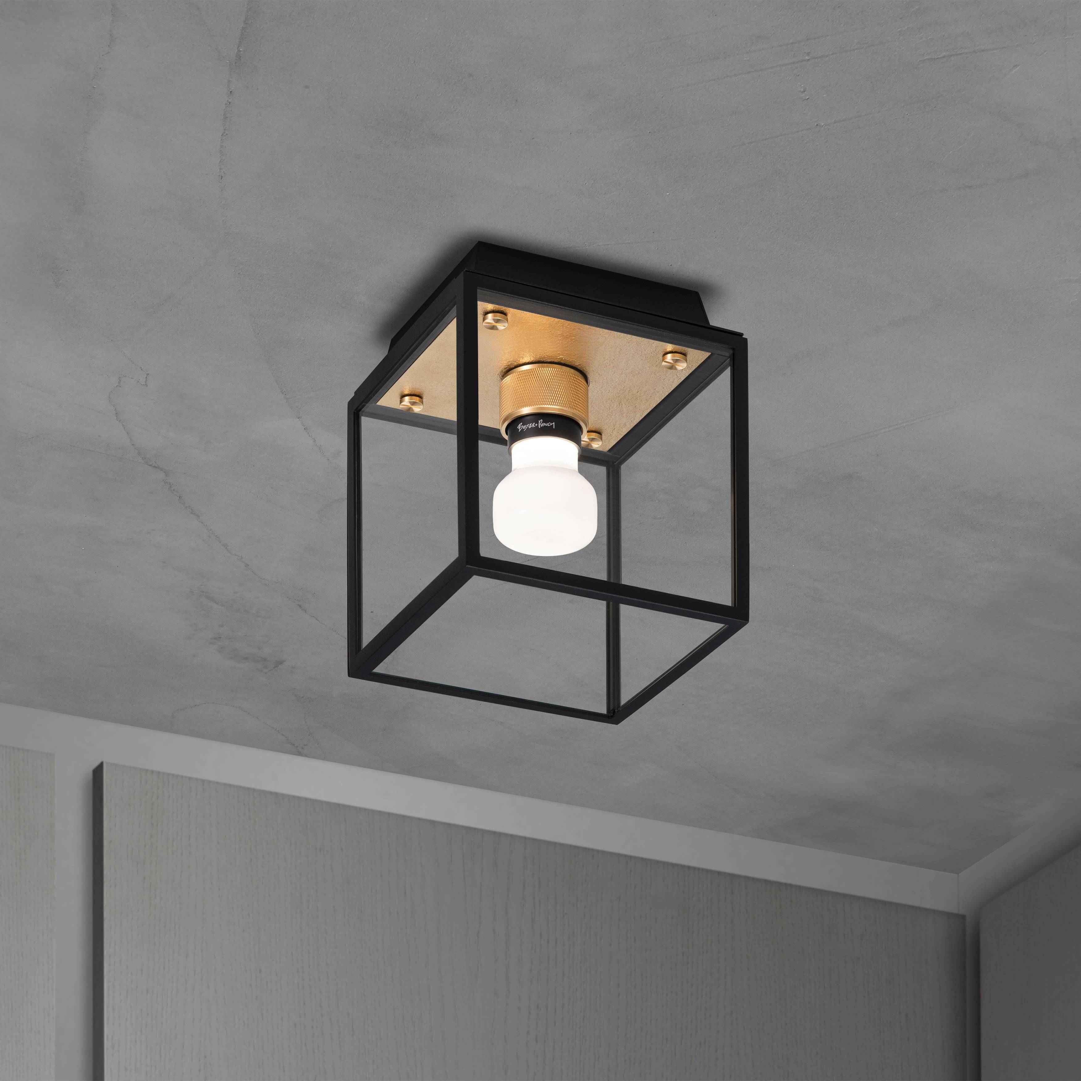Caged Wet LED 6.81 inch Brass Outdoor Semi-Flush Mount