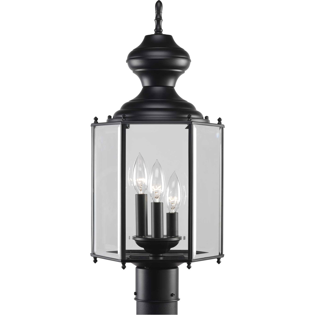 BrassGUARD 3 Light 21.31 inch Matte Black Outdoor Post Lantern