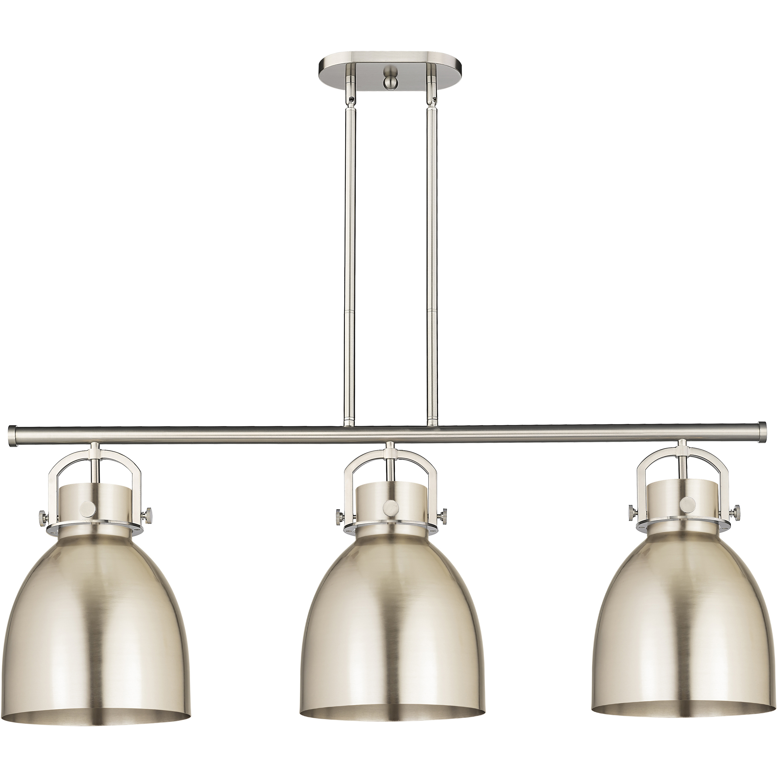 Newton Bell 3 Light 42 inch Satin Nickel Island Light Ceiling Light