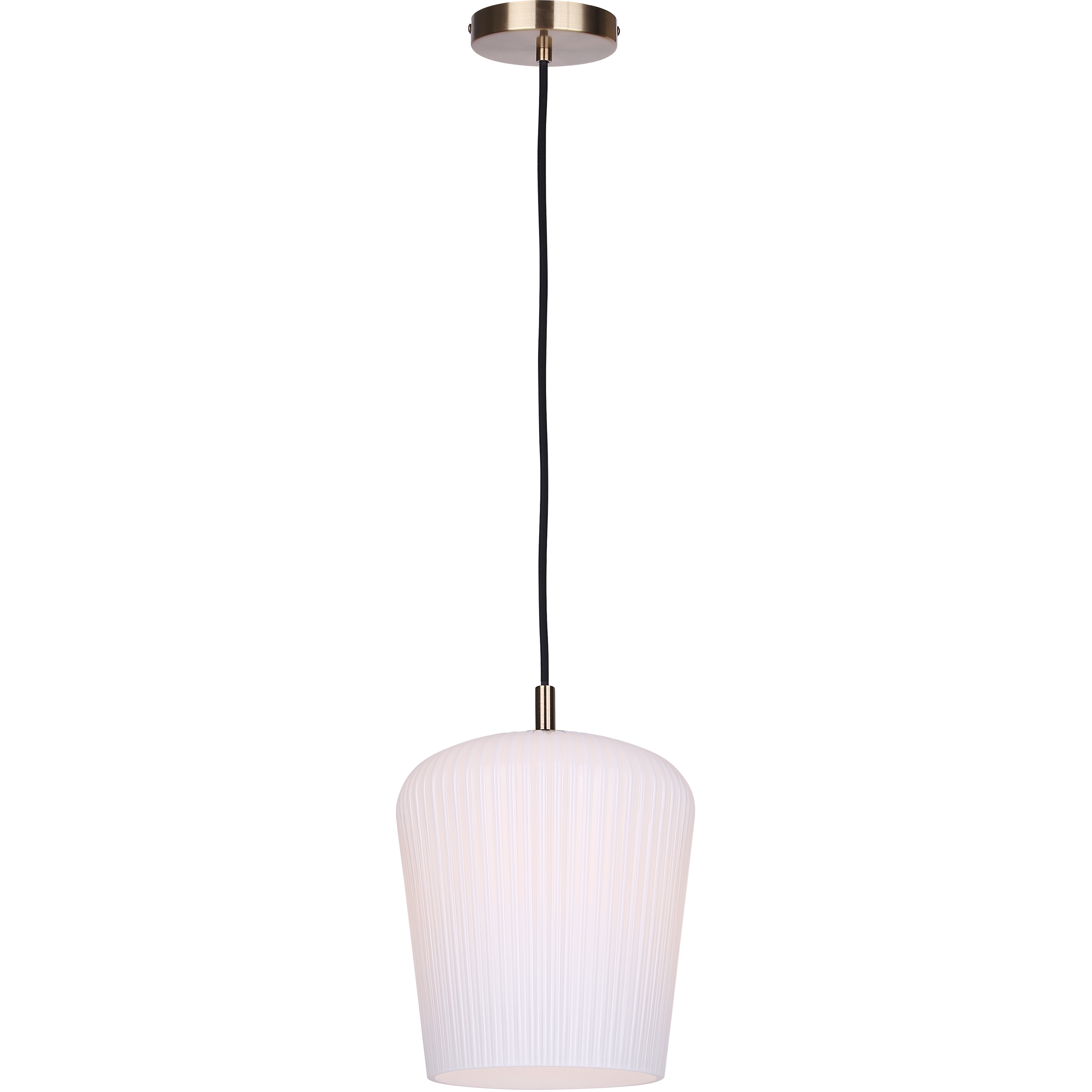 Leandro 1 Light 9 inch Gold Corded Pendant Ceiling Light in Ribbed Flat Opal Glass