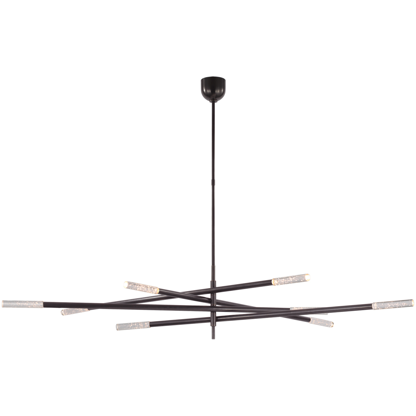 Kelly Wearstler Rousseau LED 80 inch Bronze Articulating Chandelier Ceiling Light in Seeded Glass, Oversized