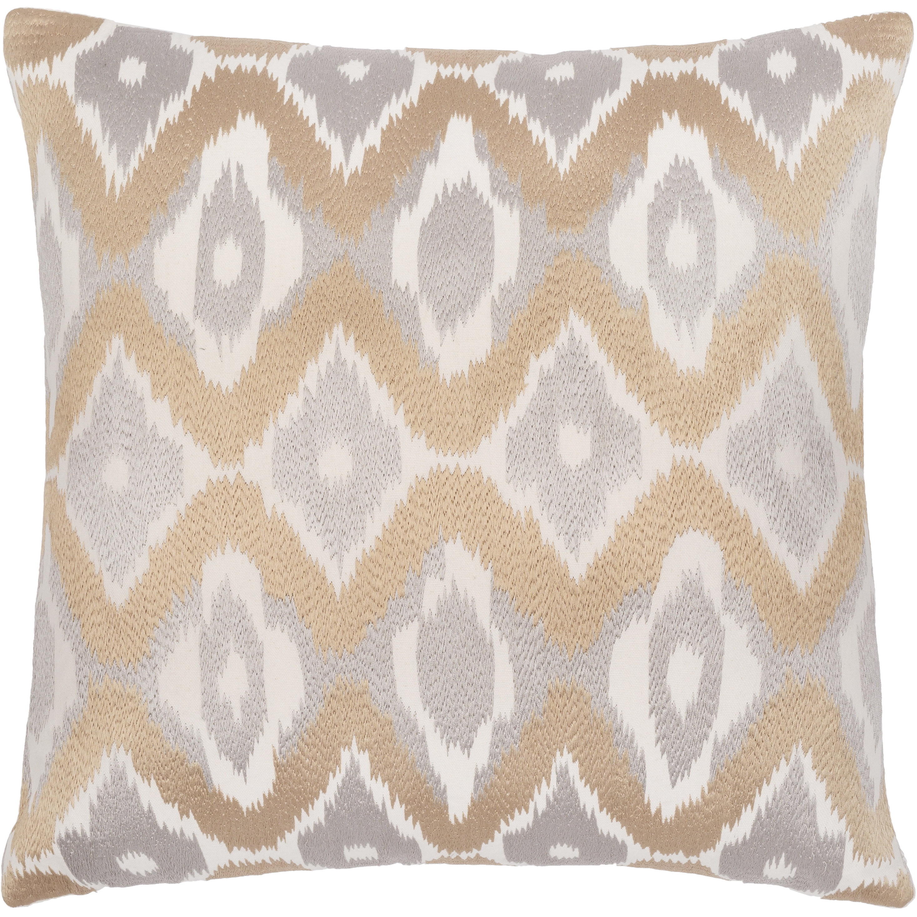 Ikat Luxe 20 inch Ivory Pillow Kit in 20 x 20, Square