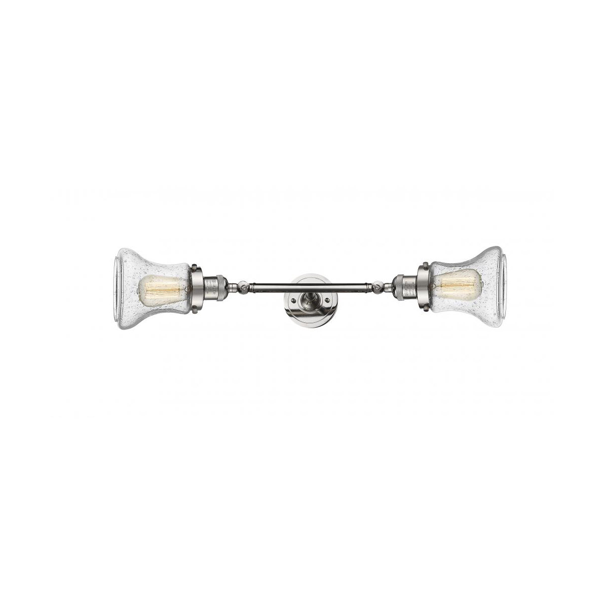 Franklin Restoration Bellmont 2 Light 6 inch Polished Nickel Bath Vanity Light Wall Light in Seedy Glass, Franklin Restoration