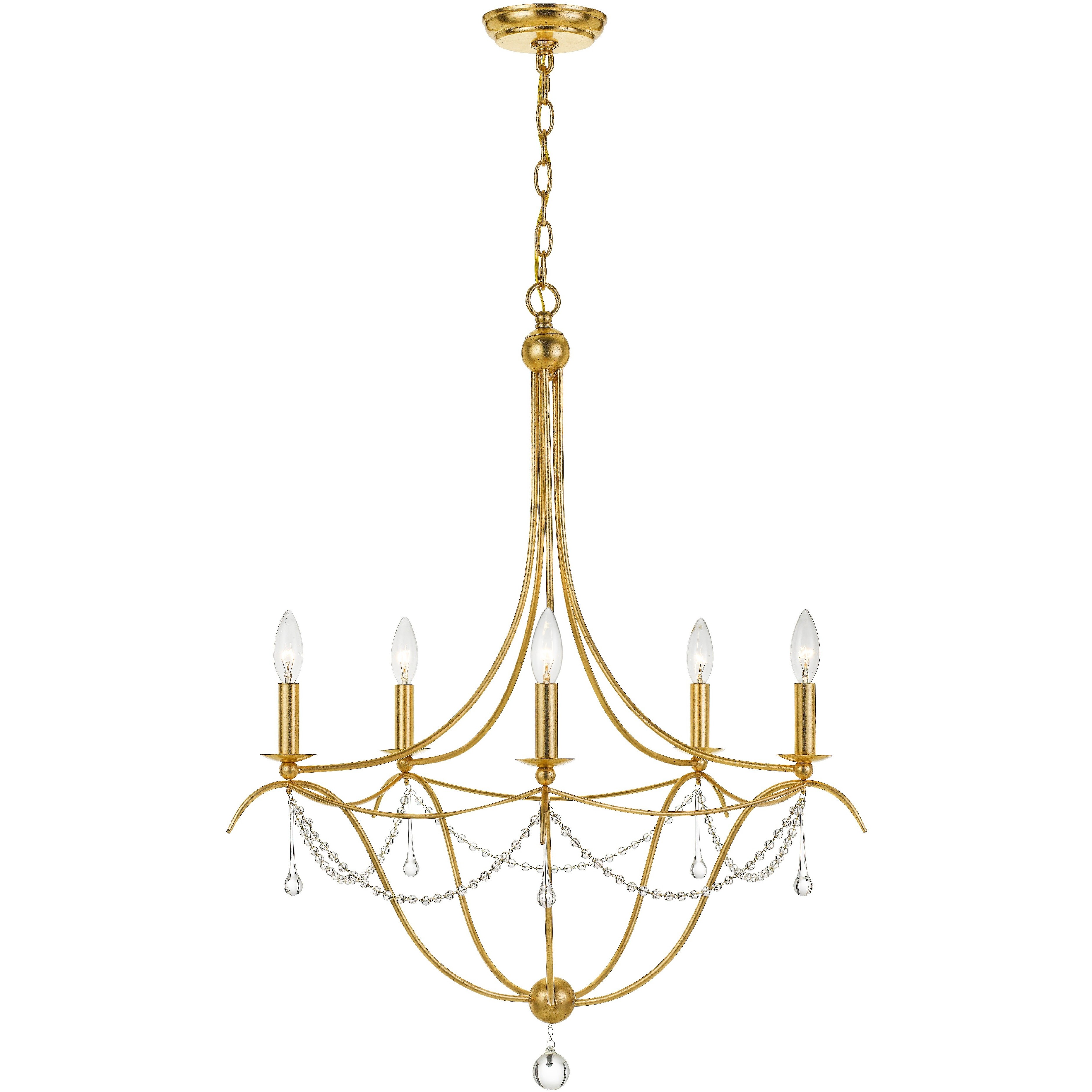 Metro 5 Light 27.5 inch Antique Gold Chandelier Ceiling Light