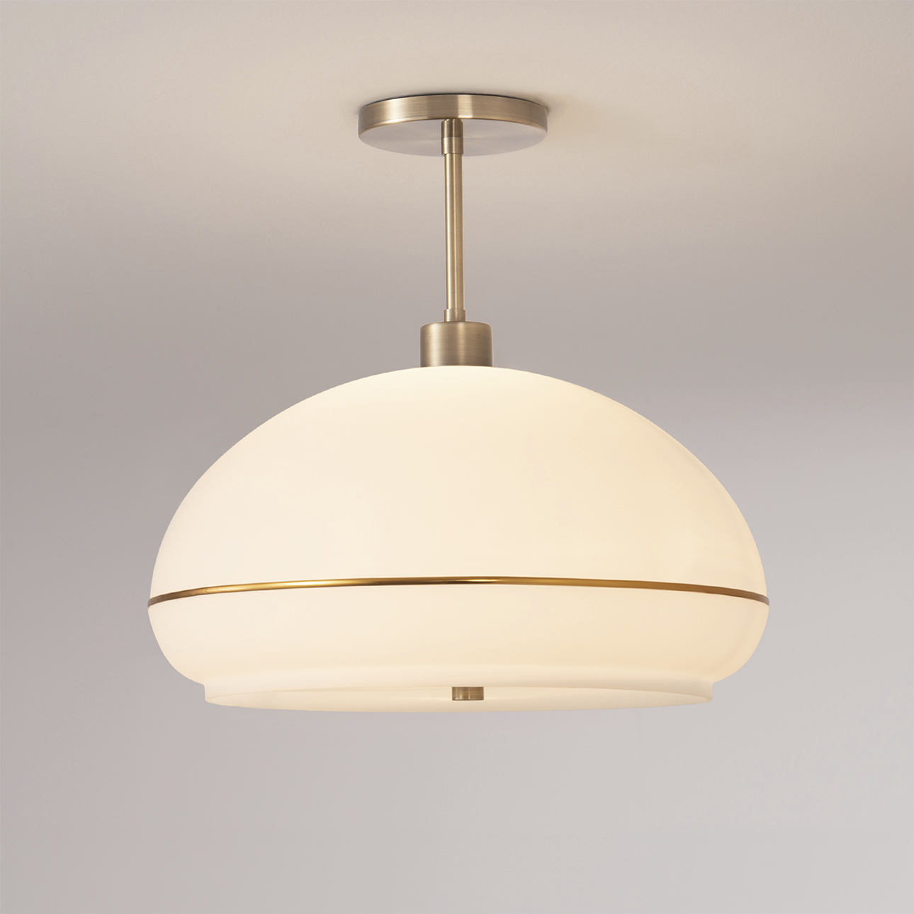 Morelli 1 Light 17 inch Weathered Brass Semi-Flush Mount Ceiling Light