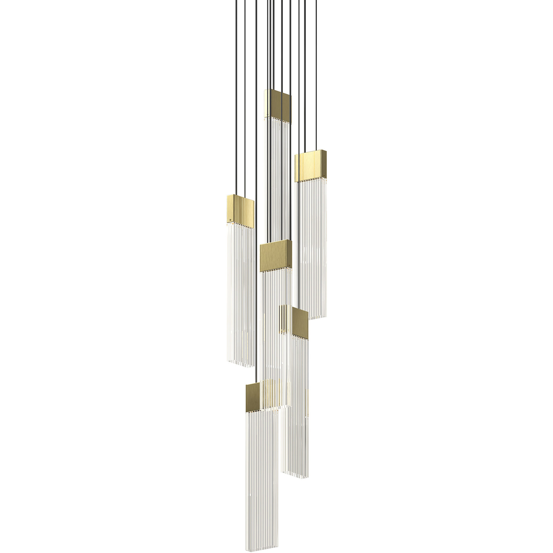 V Panels 6 Light 6.75 inch Brass Pendant Ceiling Light
