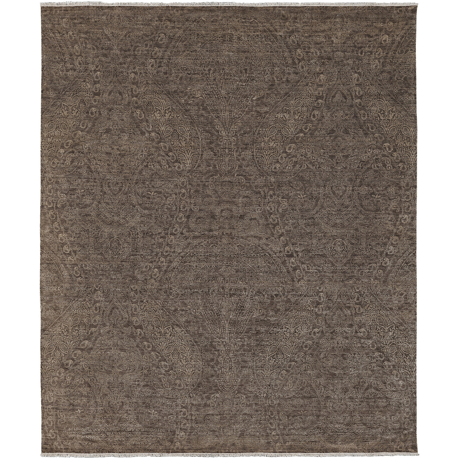 Bayburt 120 X 96 inch Charcoal / Ivory / Brown Handmade Rug