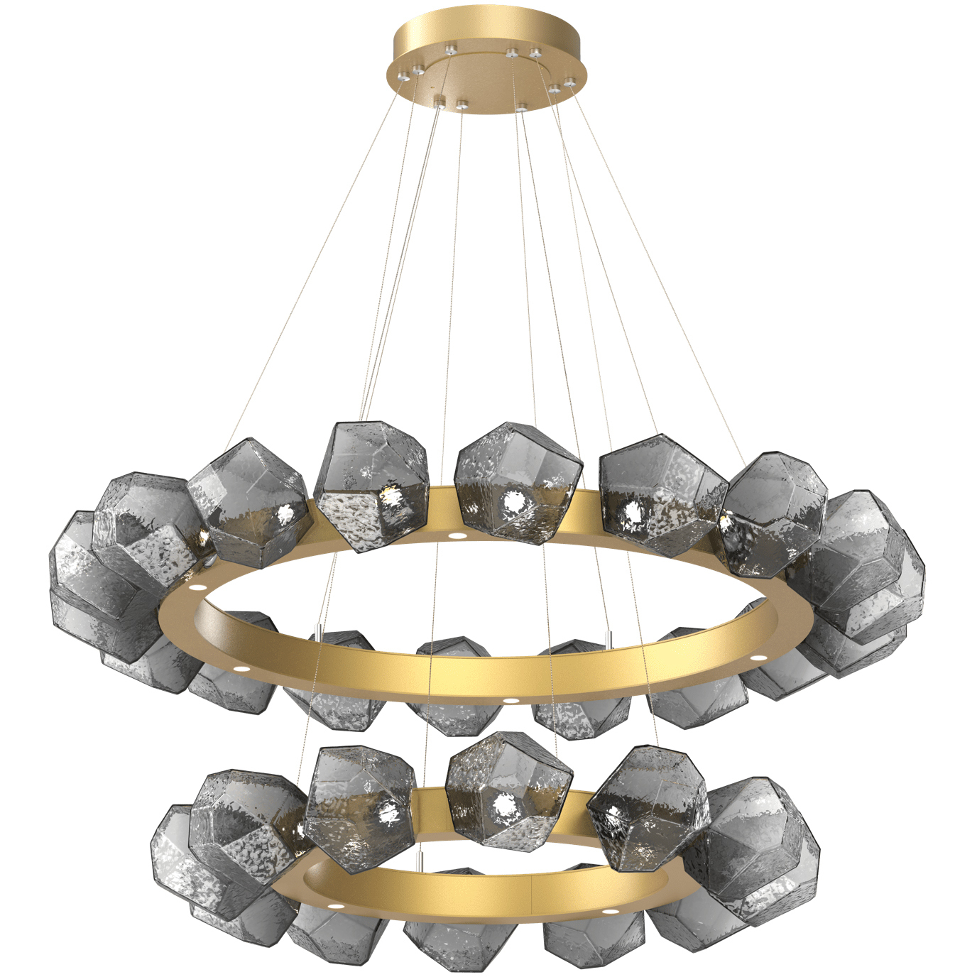 Gem LED 48.3 inch Gilded Brass Chandelier Ceiling Light, Radial Ring Two Tier