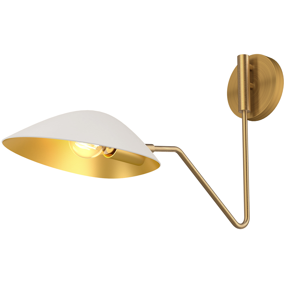 Alora Mood Oscar 1 Light 8 inch Aged Gold and White Wall/Vanity Light Wall Light