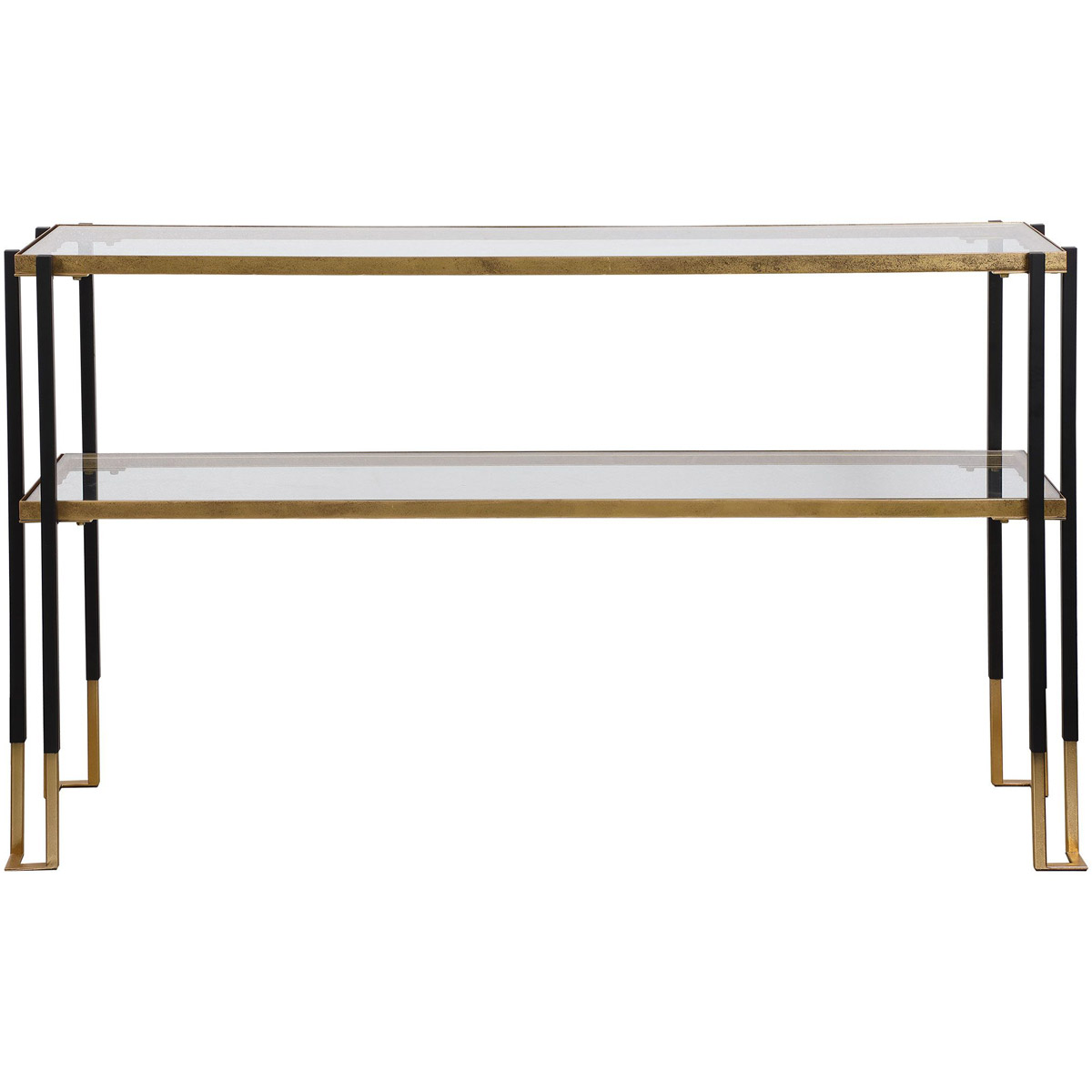 Kentmore 53.5 inch Two-Toned Matte Black and Brushed Gold Console Table