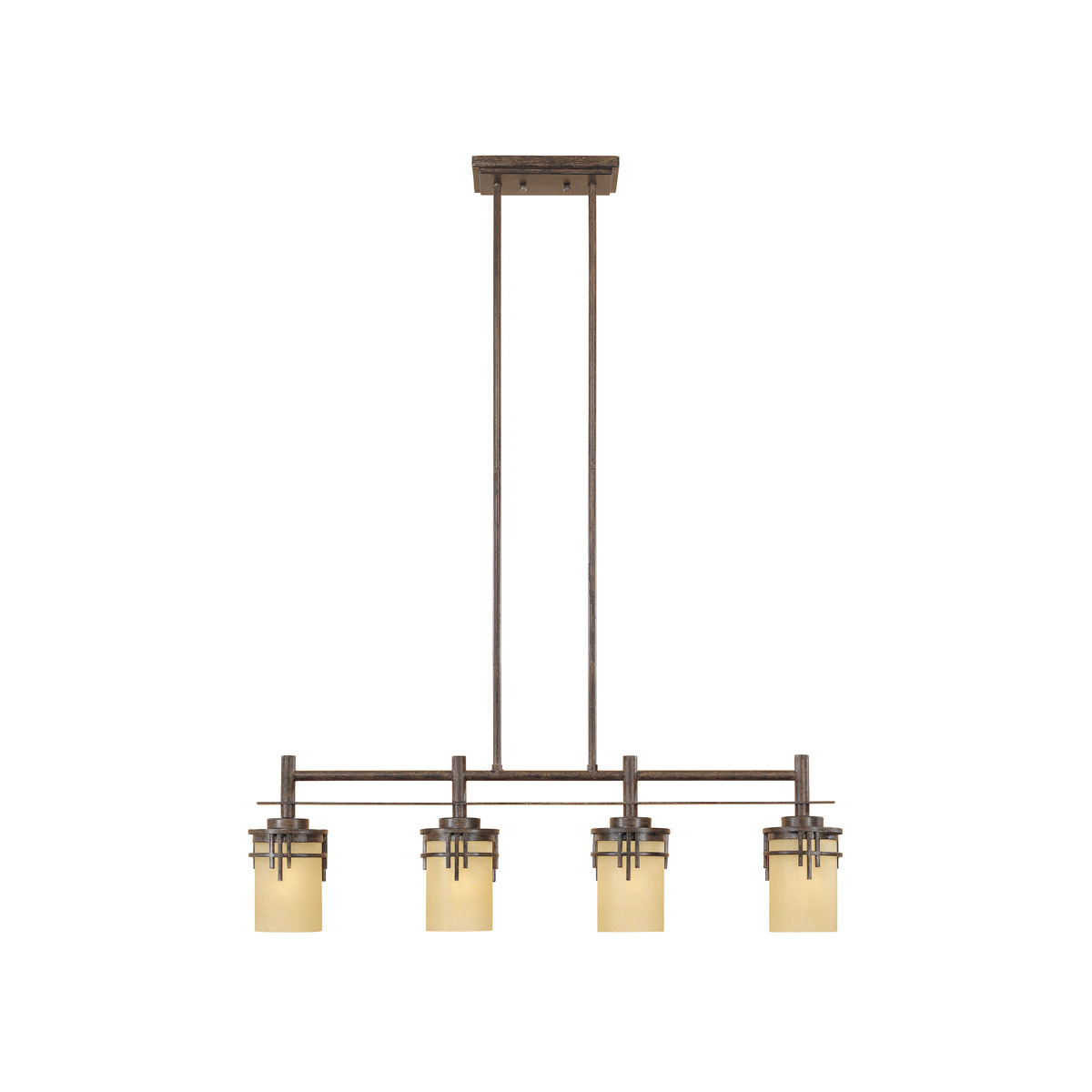 Mission Ridge 4 Light 36 inch Warm Mahogany Island Pendant Ceiling Light