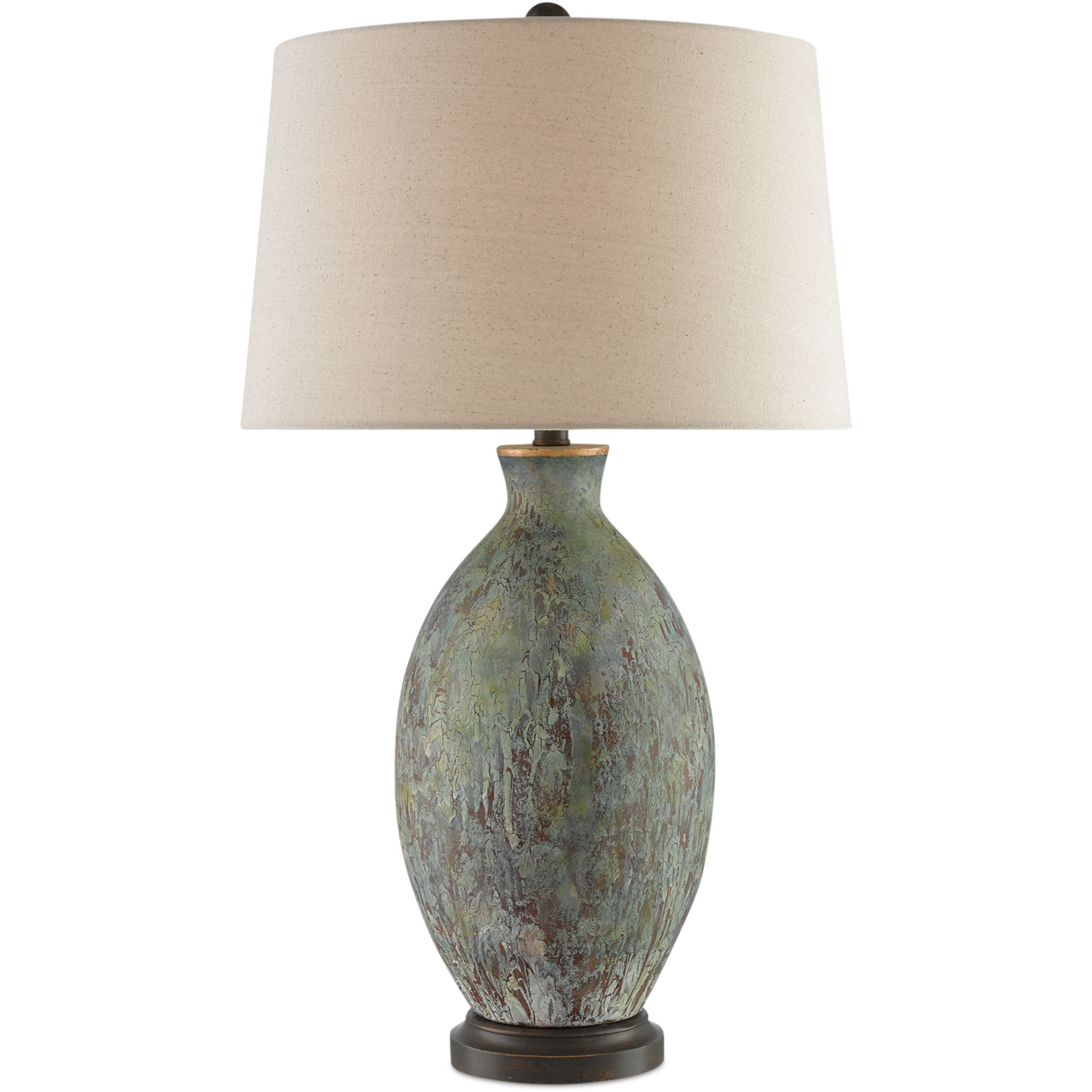 Remi 30 inch 150 watt Green and Dark Red and Bronze Gold Table Lamp Portable Light