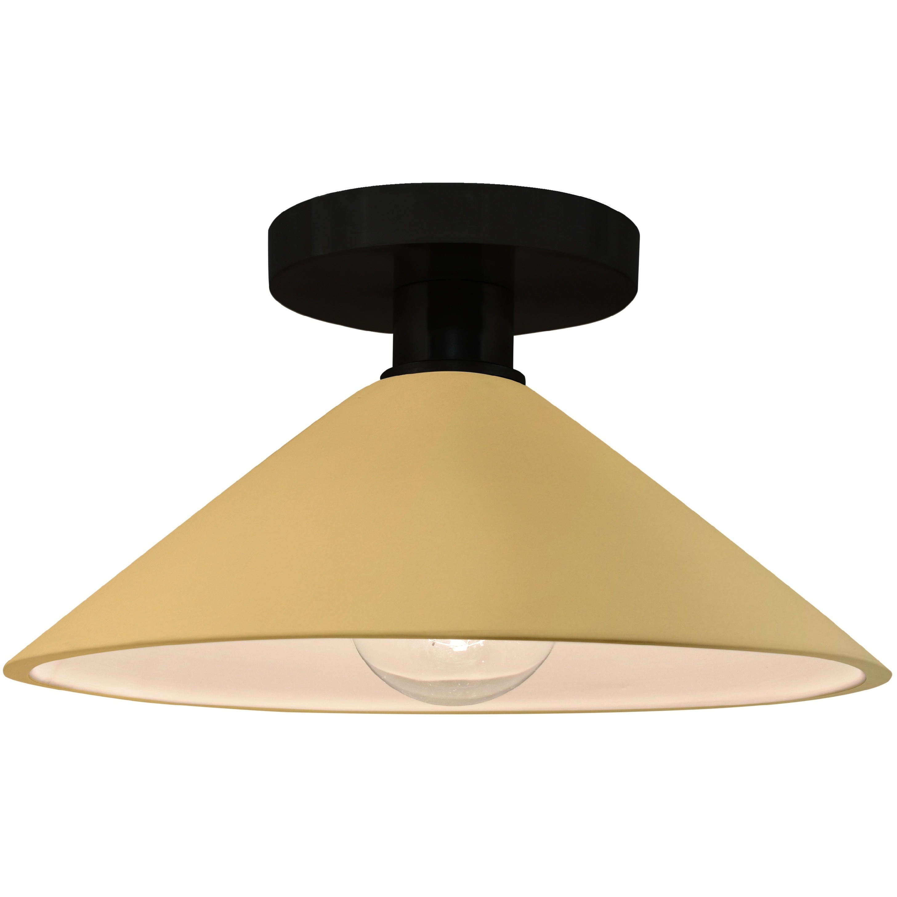 Radiance 1 Light 11.75 inch Muted Yellow and Matte Black Semi Flush Ceiling Light