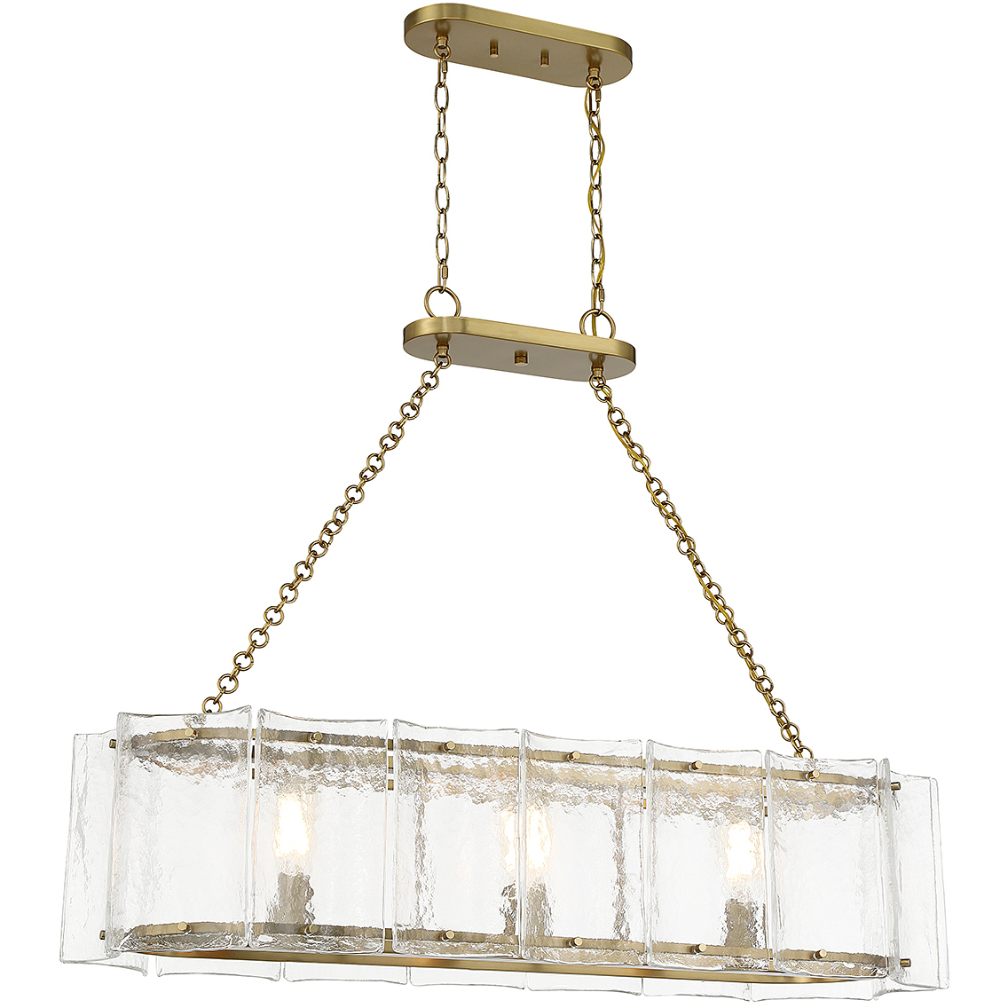 Genry 3 Light 41 inch Warm Brass Linear Chandelier Ceiling Light