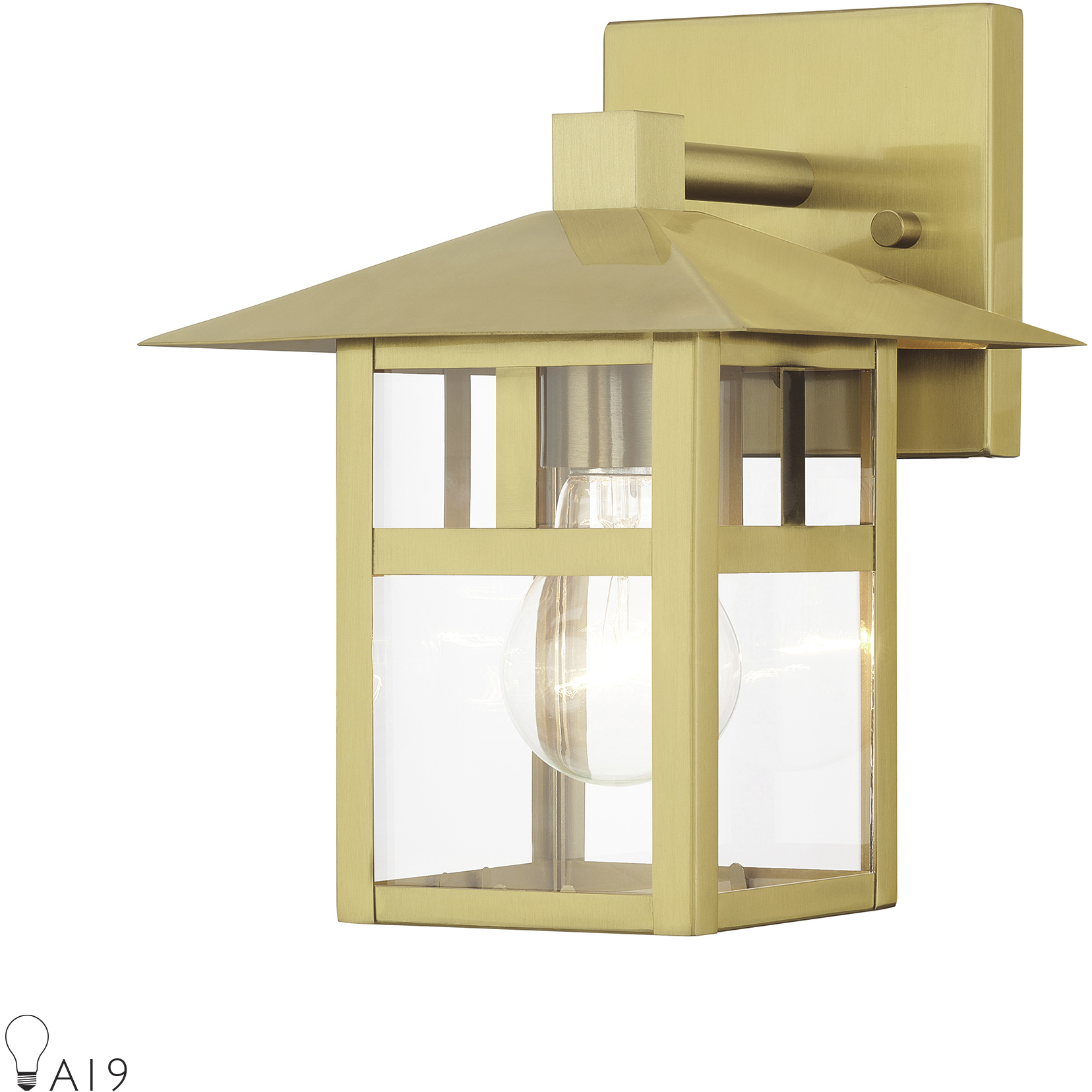 Crestlake 1 Light 9.5 inch Satin Gold Outdoor Wall Lantern