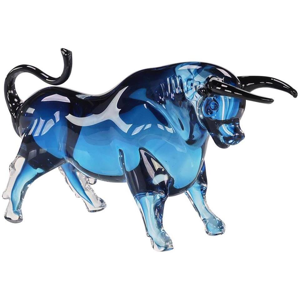 Glass Bull 14 X 8 inch Sculpture