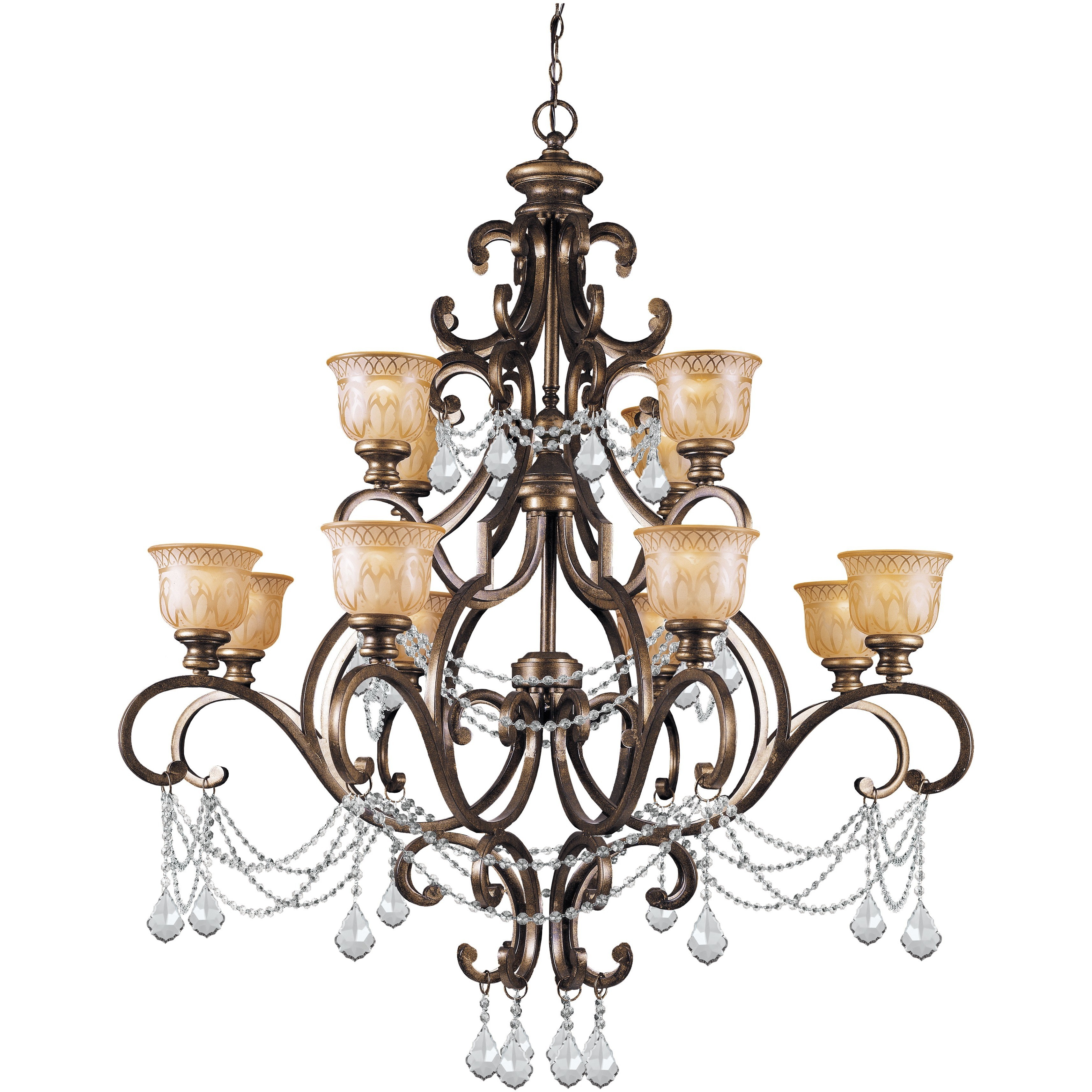 Norwalk 12 Light 48 inch Bronze Umber Chandelier Ceiling Light in Clear Hand Cut