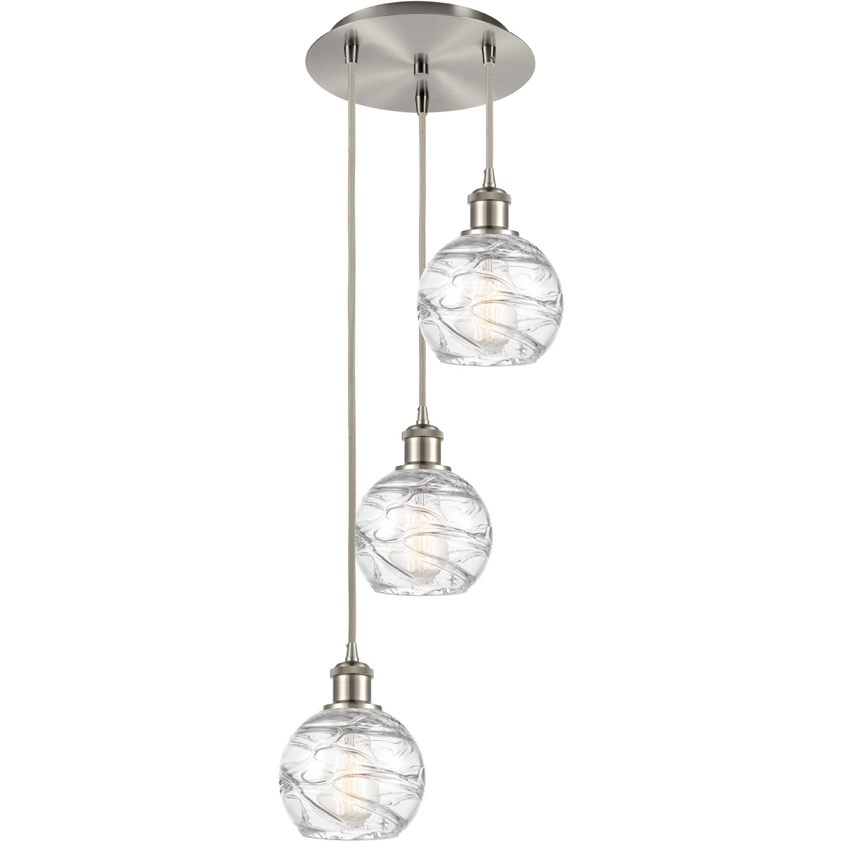 Ballston Athens Deco Swirl 3 Light 13 inch Polished Nickel Multi-Pendant Ceiling Light
