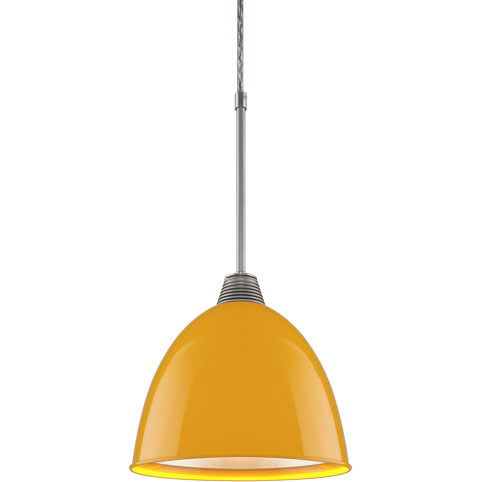 Classic 1 Light 9.6 inch Matte Chrome Large Pendant Ceiling Light in Canary Yellow