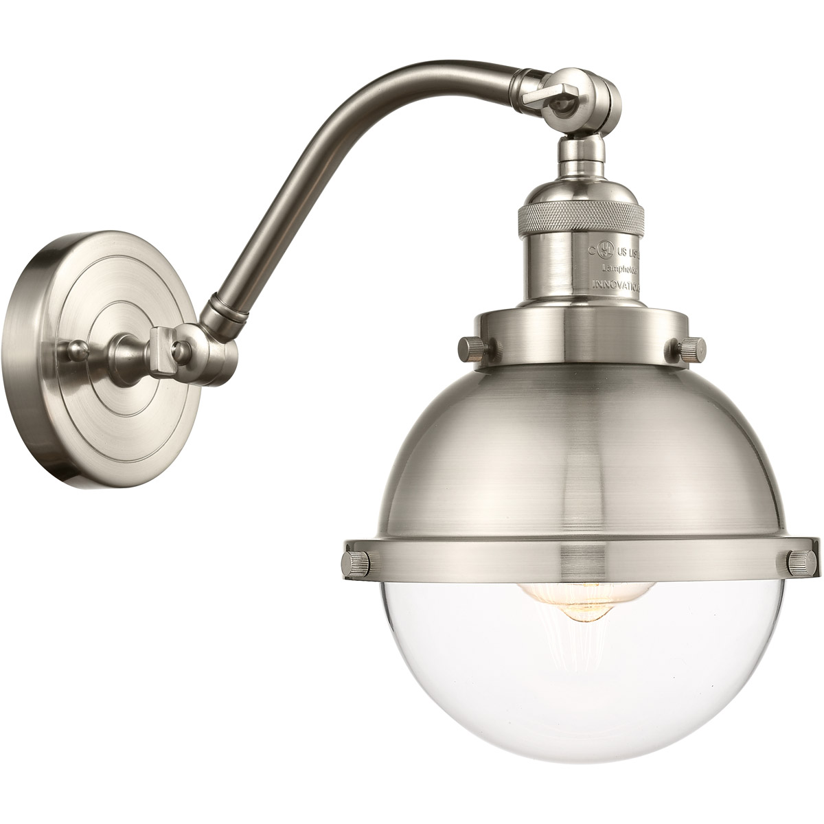 Franklin Restoration Hampden 1 Light 7.25 inch Brushed Satin Nickel Sconce Wall Light in Clear Glass