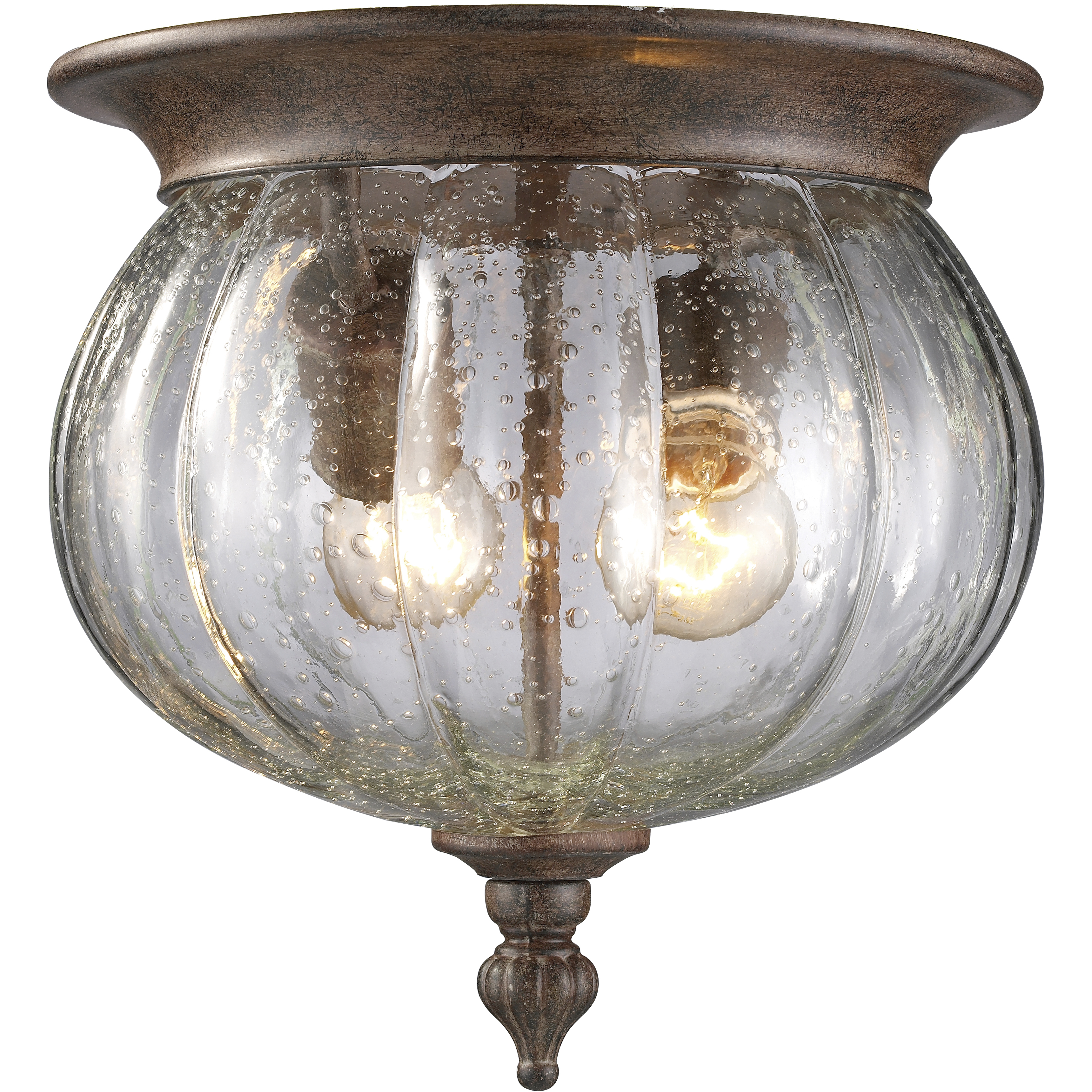 Belmont 2 Light 10 inch Weathered Bronze Outdoor Flush Mount