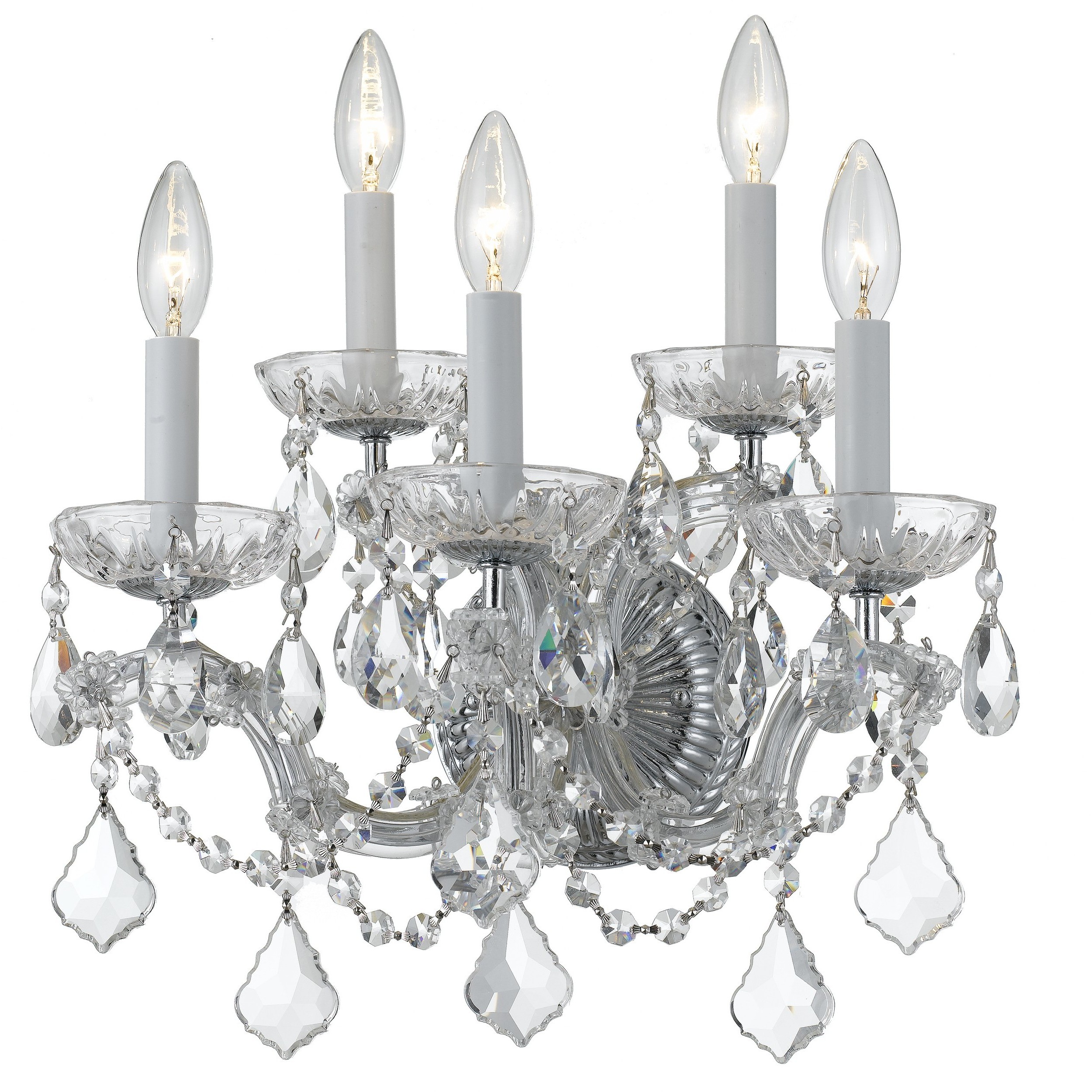 Maria Theresa Sconce Wall Light in Clear Hand Cut, Polished Chrome