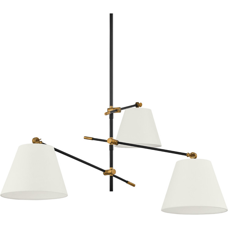Navin 3 Light 52.5 inch Patina Brass/Textured Black Chandelier Ceiling Light