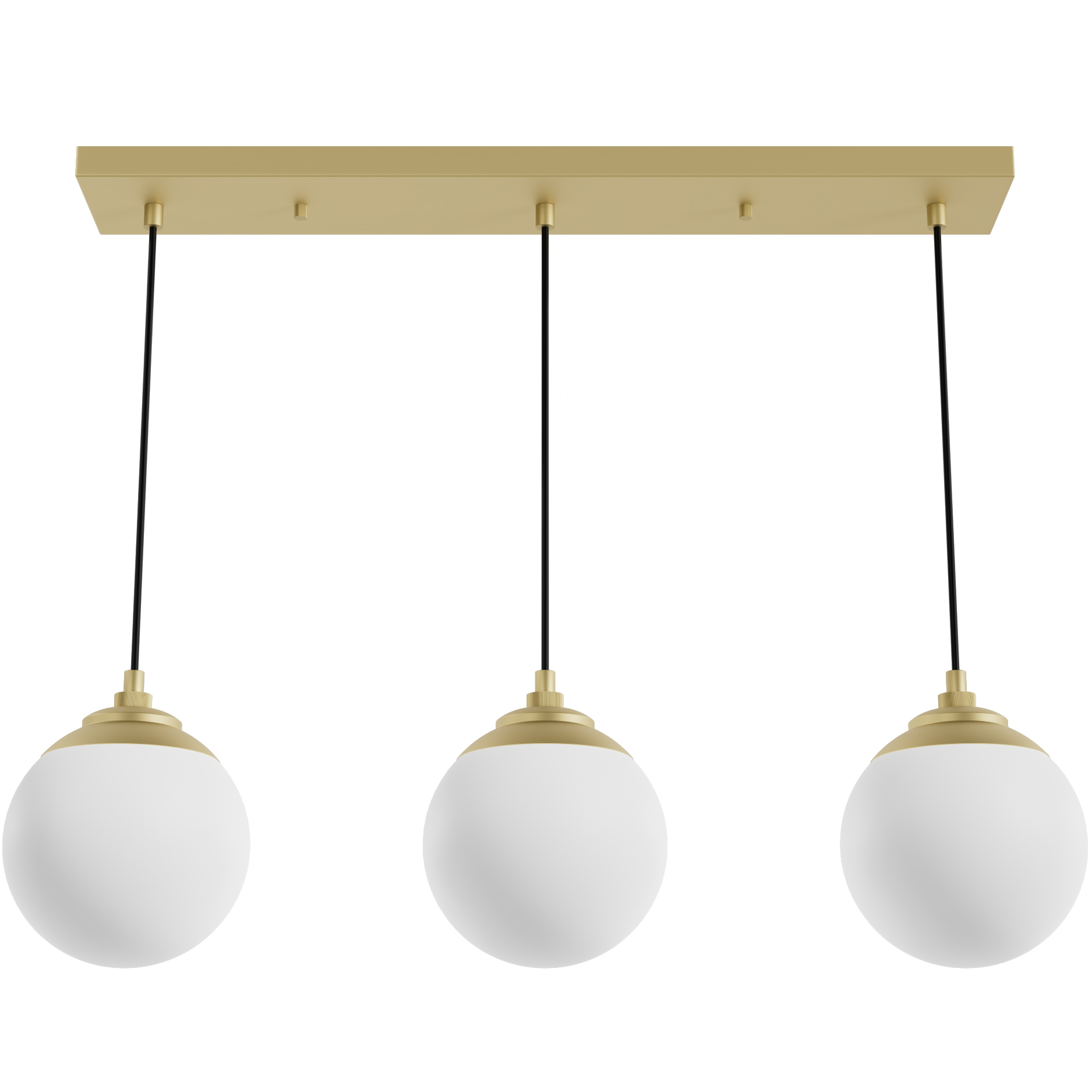 Hepburn 3 Light 7.25 inch Modern Brass Linear Cluster Pendant Ceiling Light, Medium
