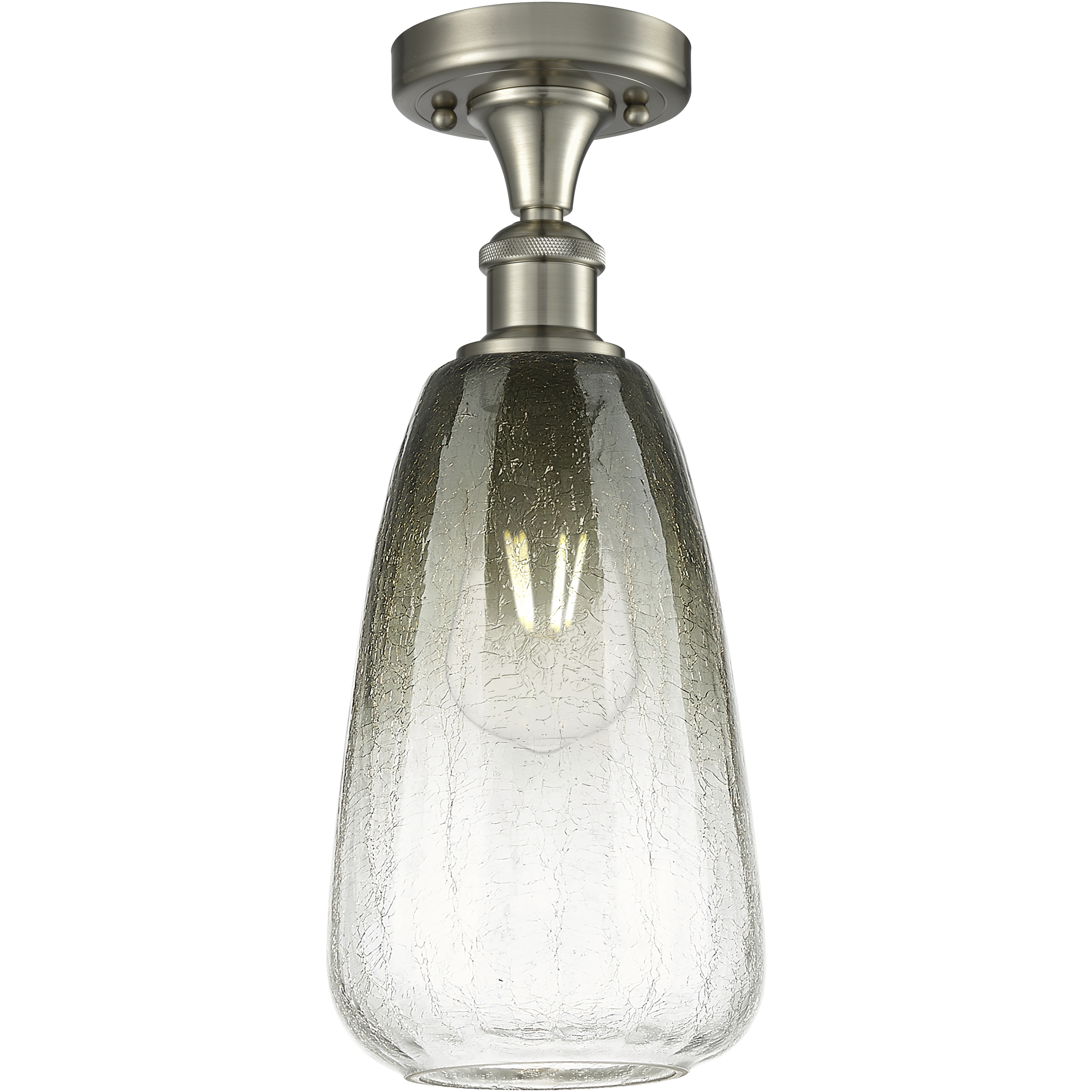 Ballston Brookhaven Almond 1 Light 6 inch Brushed Satin Nickel Semi-Flush Mount Ceiling Light in Slate Glass