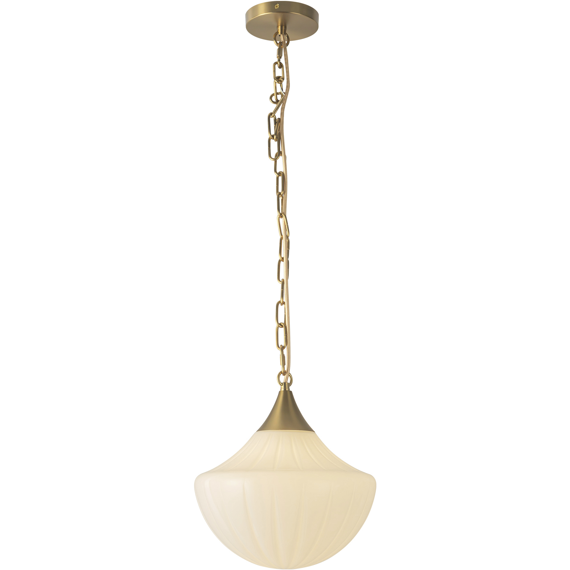 Alora Mood Farrah 1 Light 11.88 inch Brushed Gold Pendant Ceiling Light in Glossy Ribbed Opal Glass