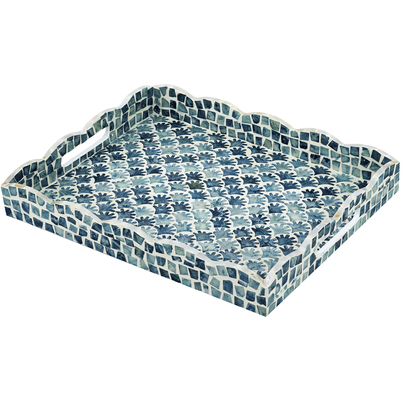 Anita Blue and White Accent Tray