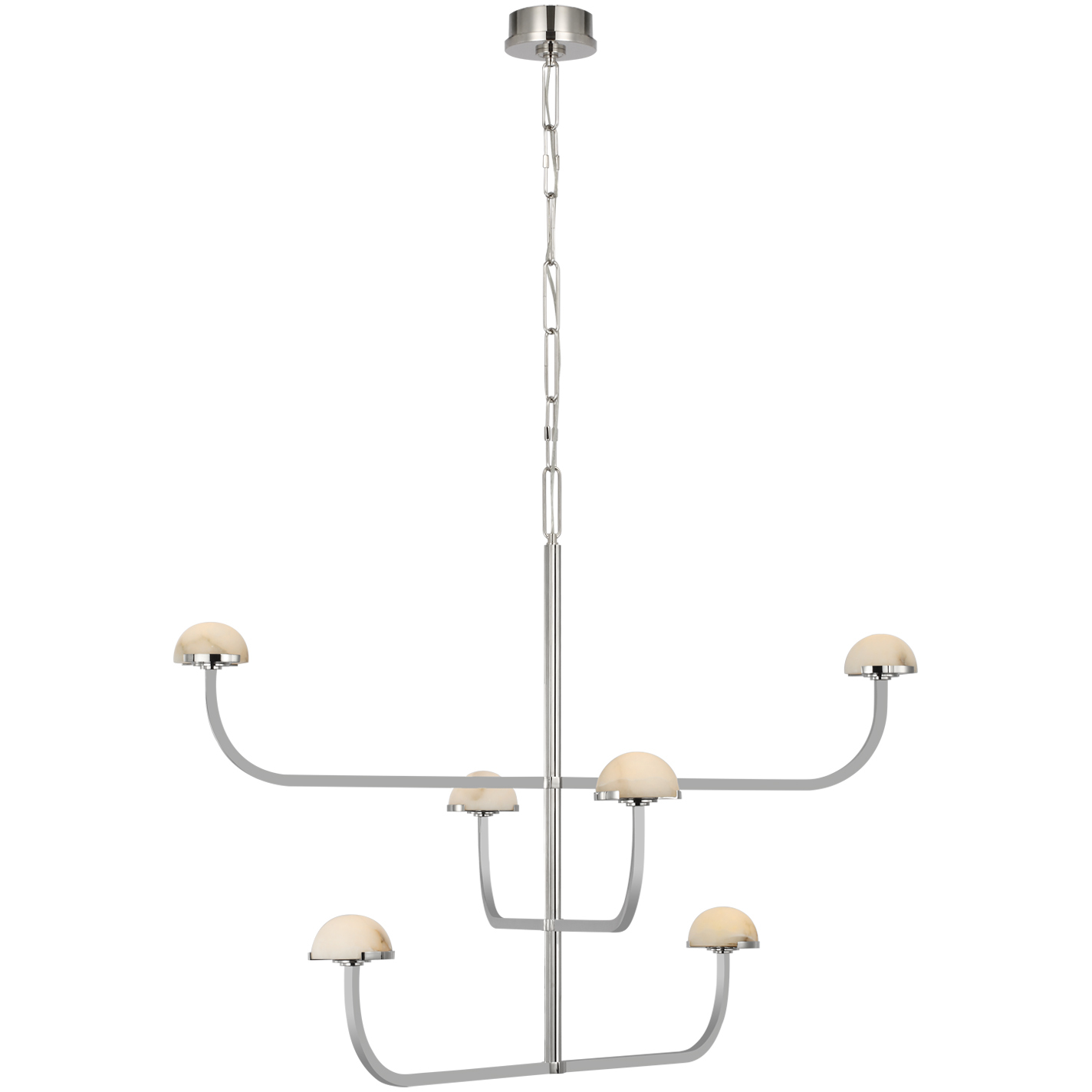 Kelly Wearstler Pedra LED 40.75 inch Polished Nickel Three Tier Shallow Chandelier Ceiling Light