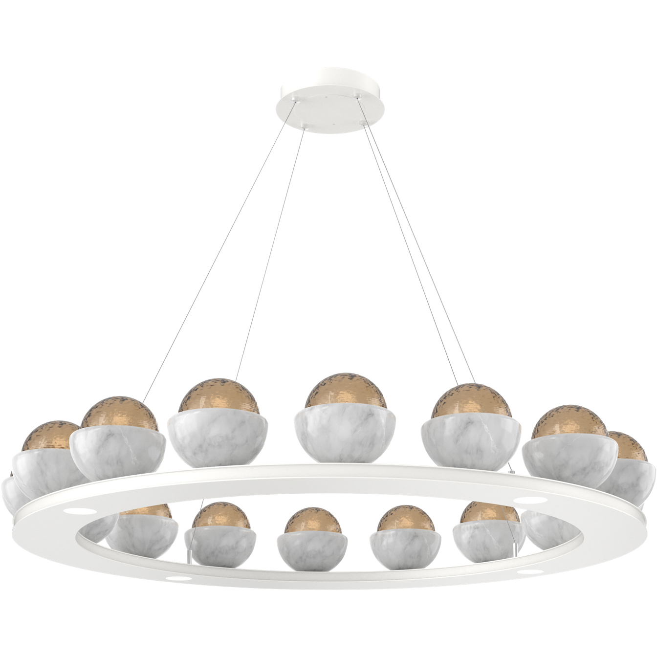 Cabochon LED 46.8 inch Salt White with White Marble Chandelier Ceiling Light in 3000K LED, Bronze, Large