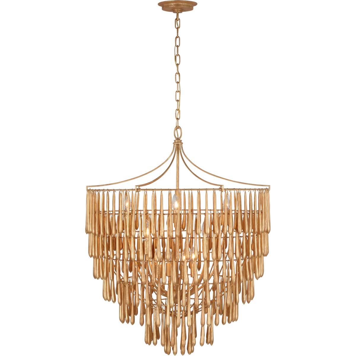 Julie Neill Vacarro LED 32.25 inch Antique Gold Leaf Chandelier Ceiling Light, Large