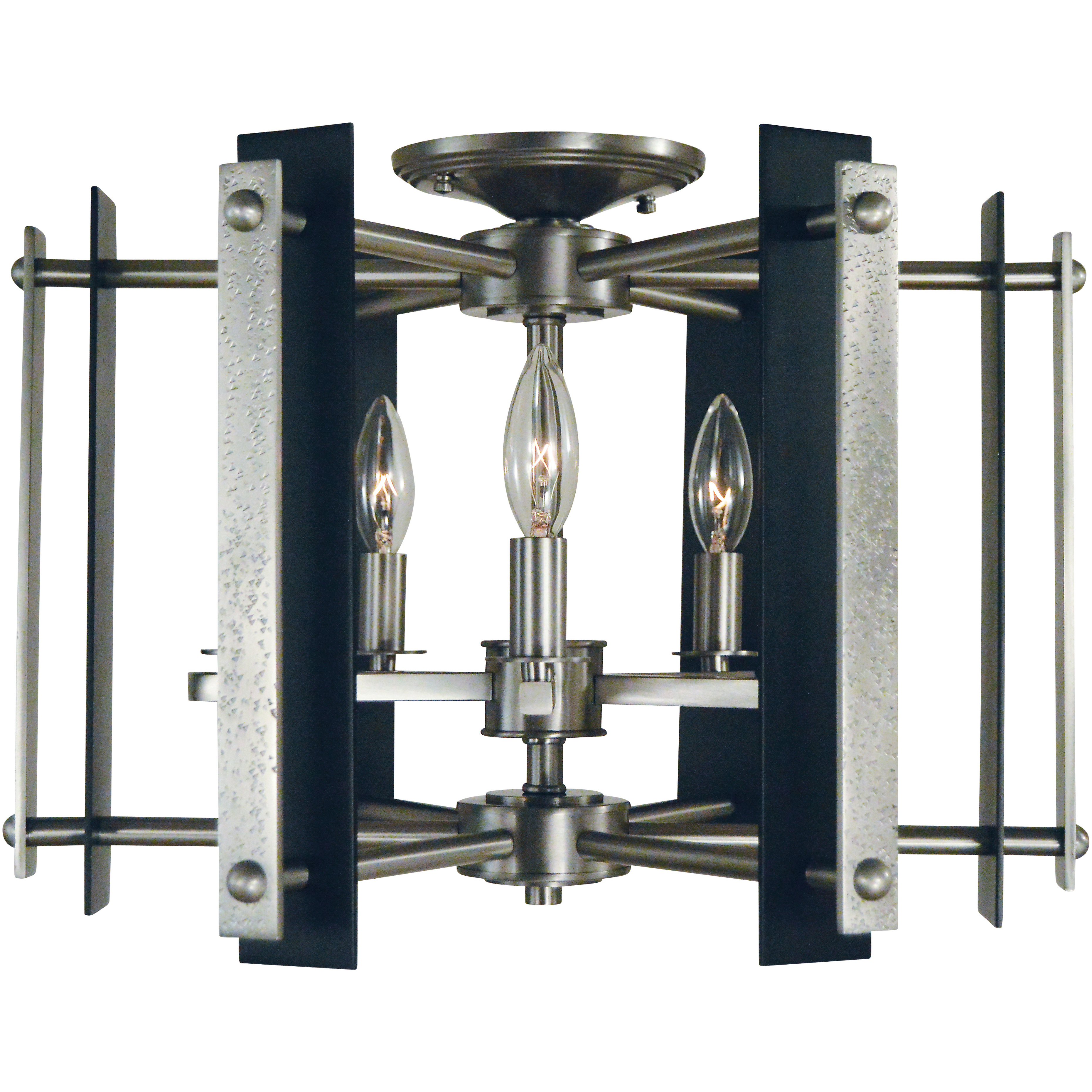 Bucolic 5 Light 18 inch Brushed Nickel with Matte Black Semi-Flush Mount Ceiling Light