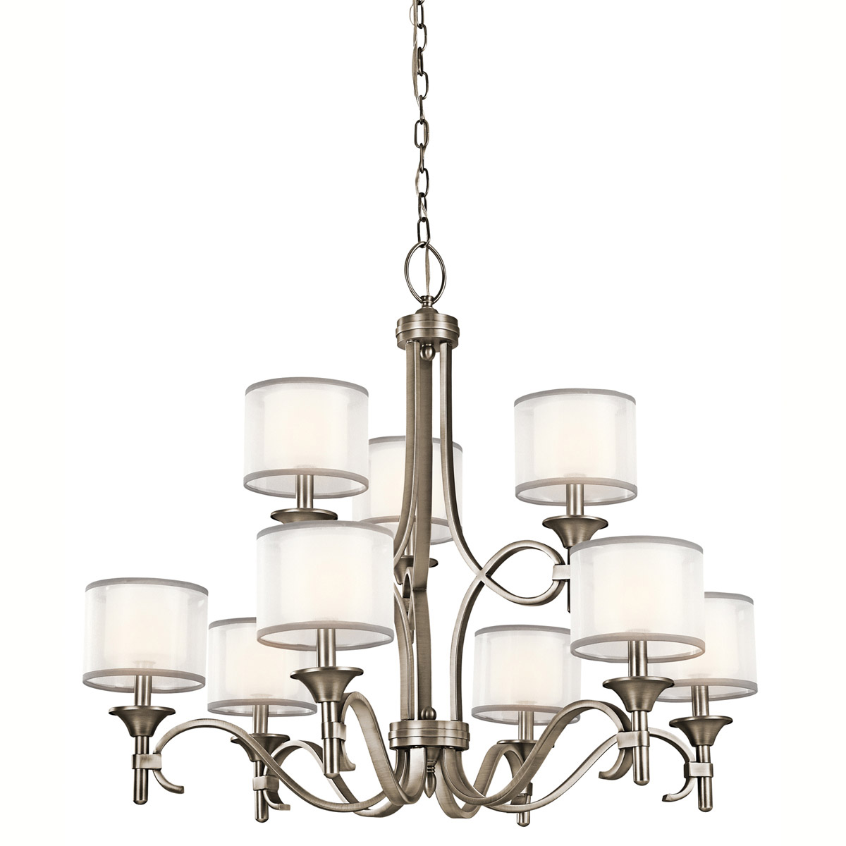 Lacey 9 Light 34.25 inch Antique Pewter Chandelier 2 Tier Large Ceiling Light, 2 Tier