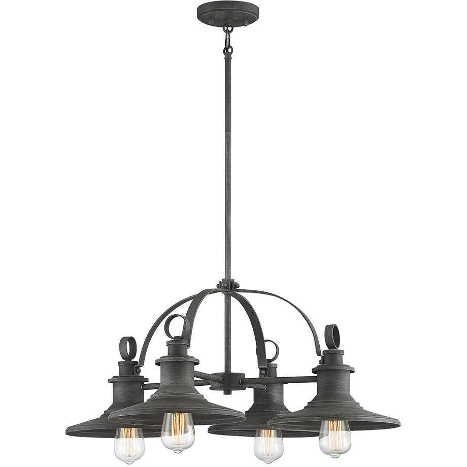 Aurora 4 Light 28 inch Weathered Pewter Chandelier Ceiling Light