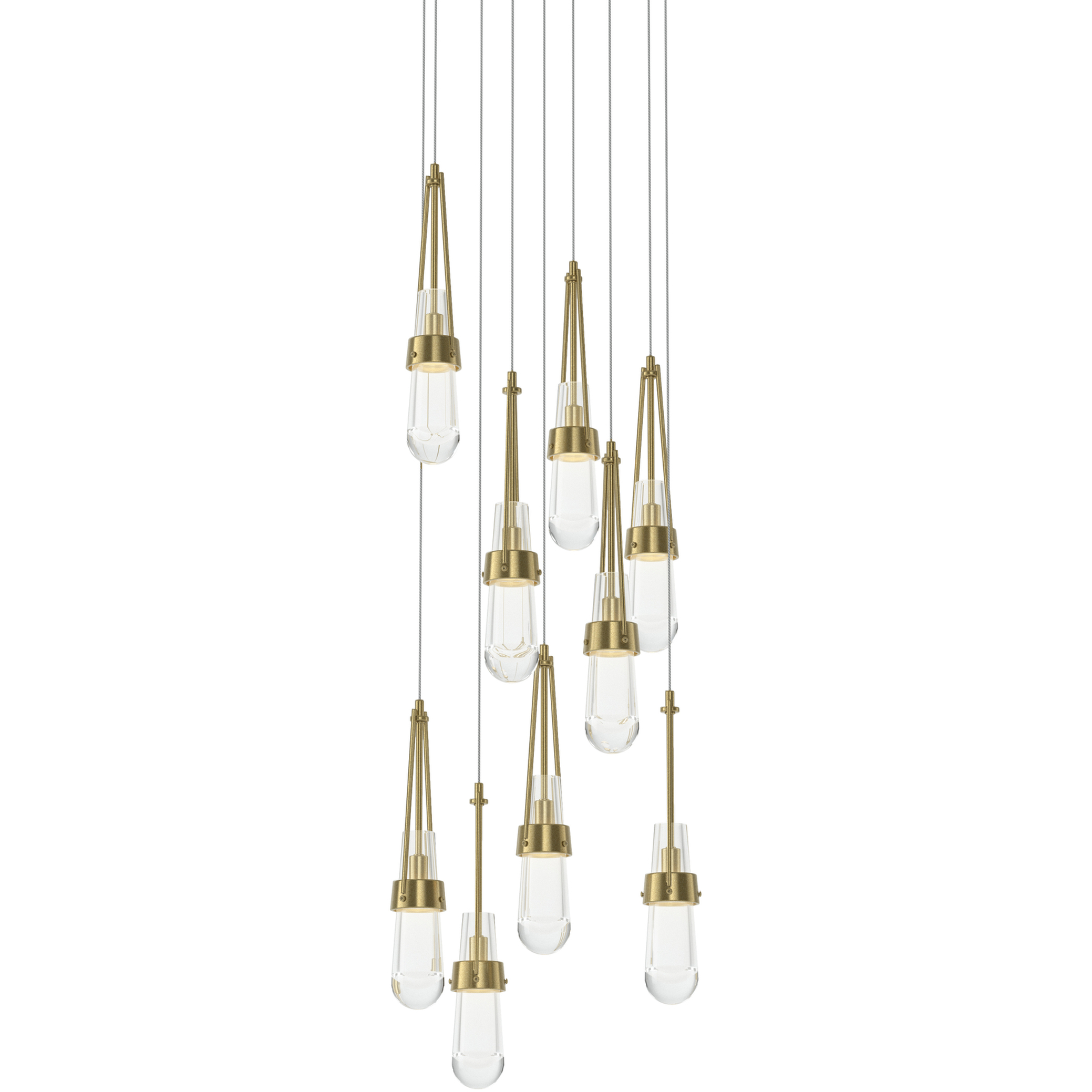 Link 9 Light 20.5 inch Modern Brass Pendant Ceiling Light, Long