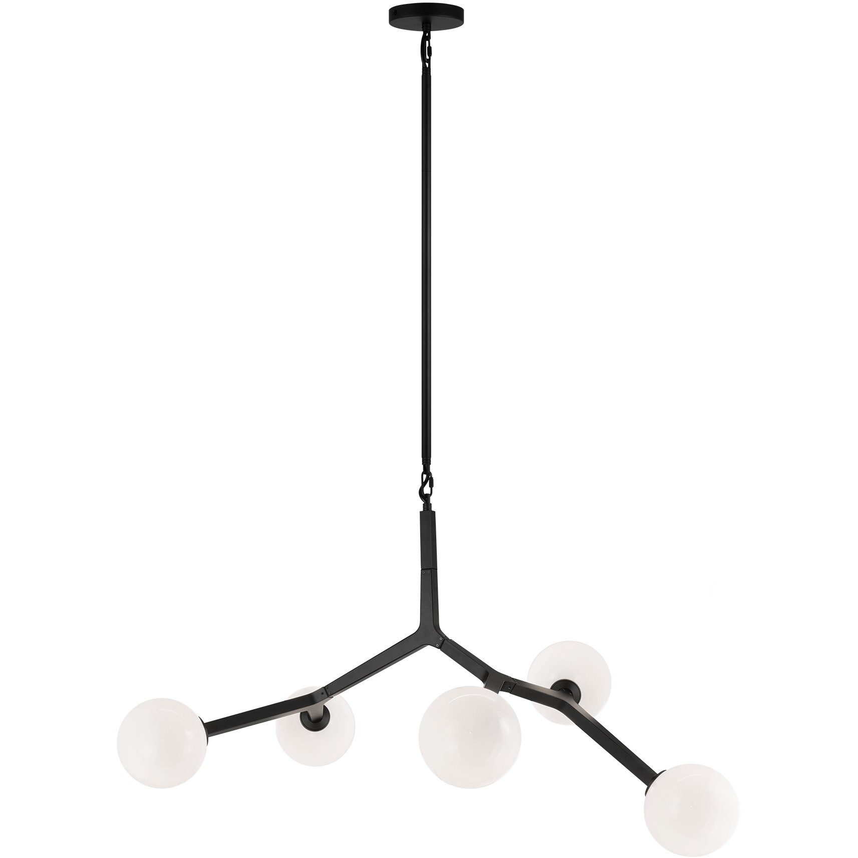 Rami 5 Light 23.25 inch Black Pendant Ceiling Light in Black and Opal Glass