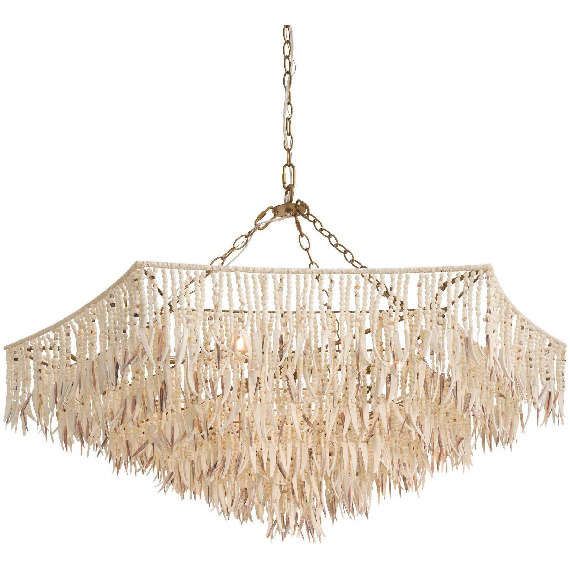 Josephine 3 Light 44 inch Natural and Ivory and Antique Brass Chandelier Ceiling Light, Large