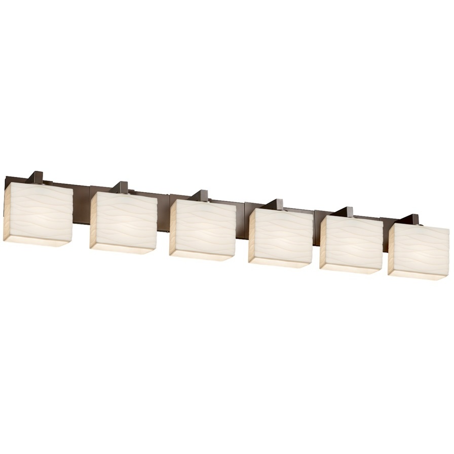 Porcelina 6 Light 55.5 inch Dark Bronze Bath Bar Wall Light in Waves, Incandescent, Rectangle