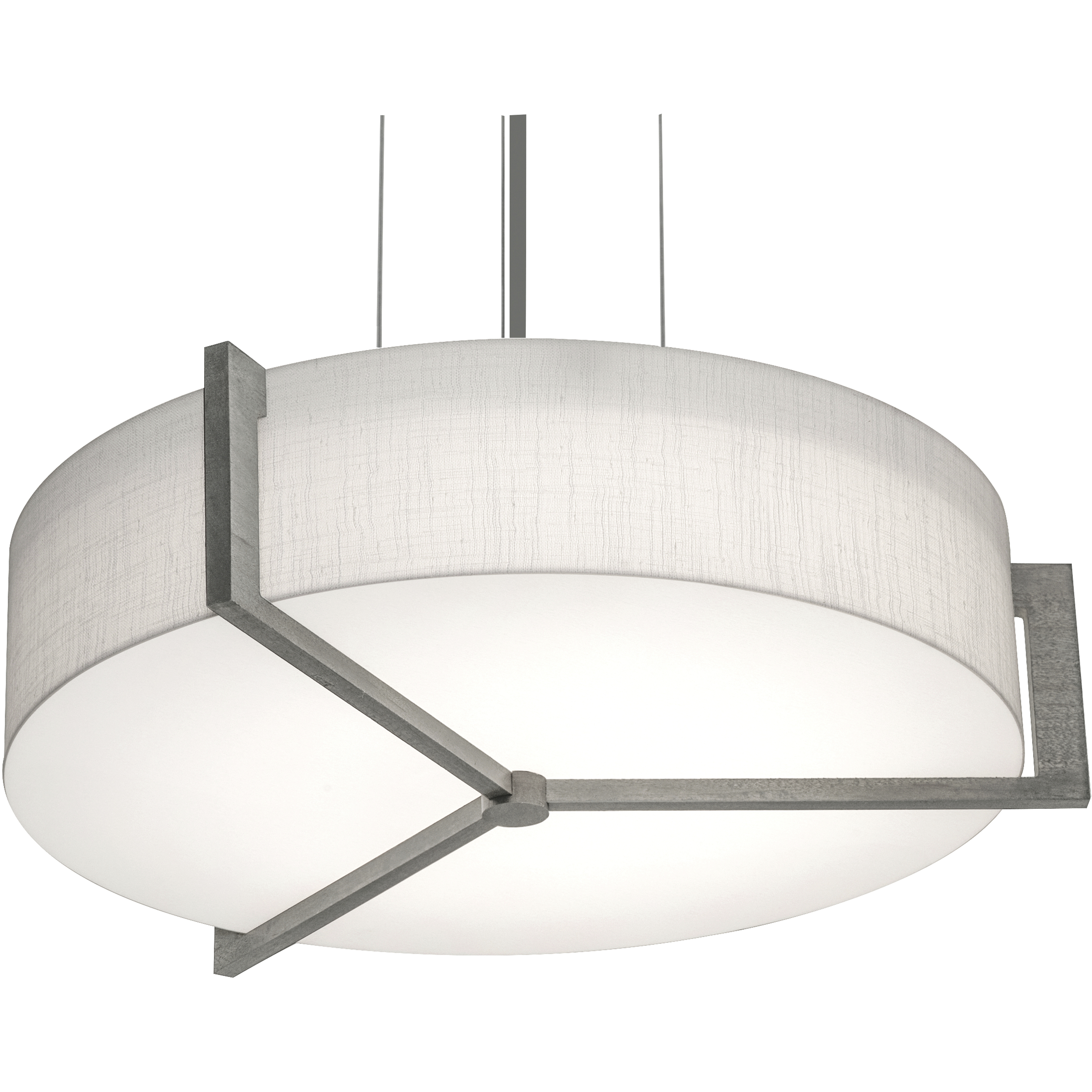 Apex 3 Light 17 inch Satin Nickel Pendant Ceiling Light in Linen White and Weathered Grey