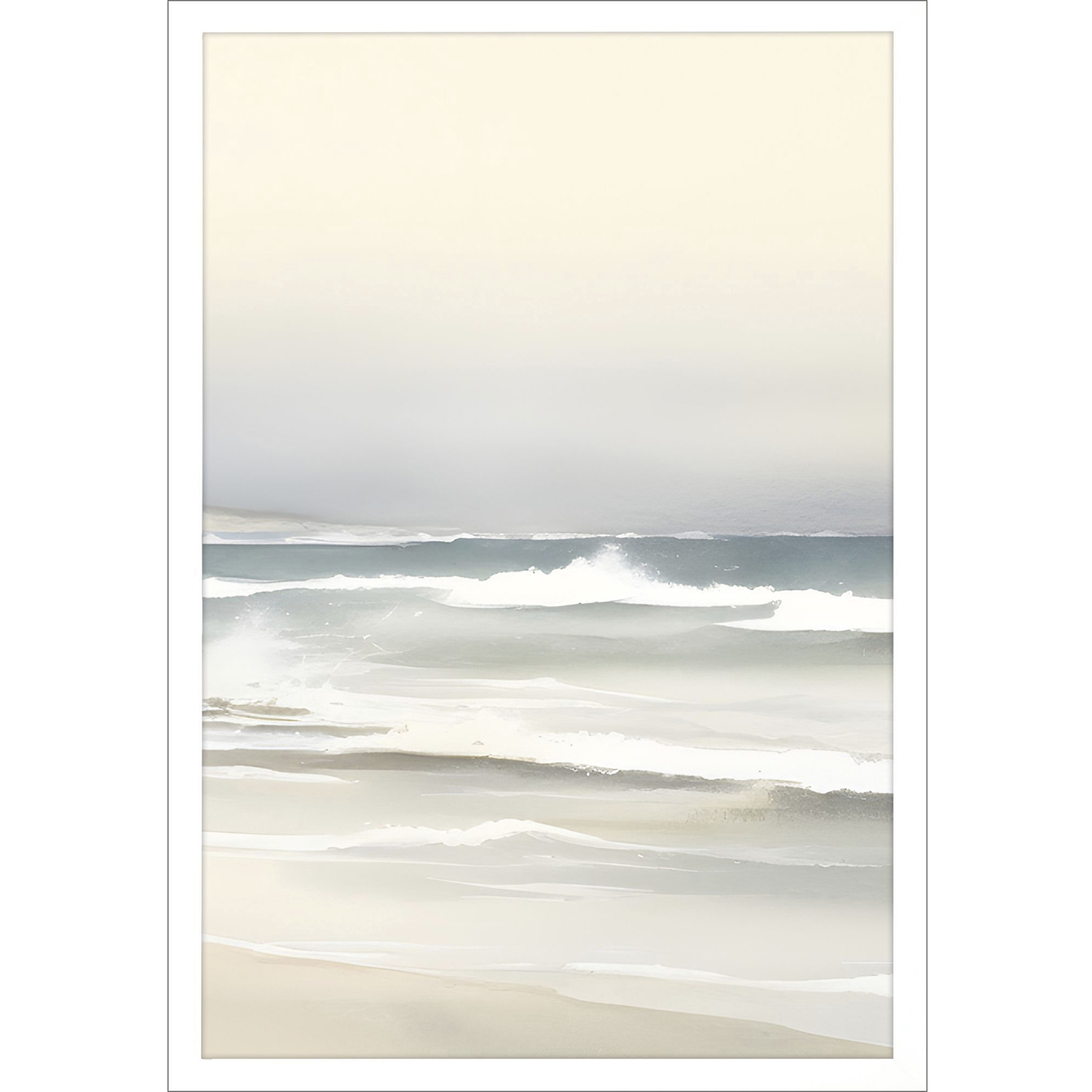 Ocean Breeze White and Beige and Blue and Neutral Framed Art